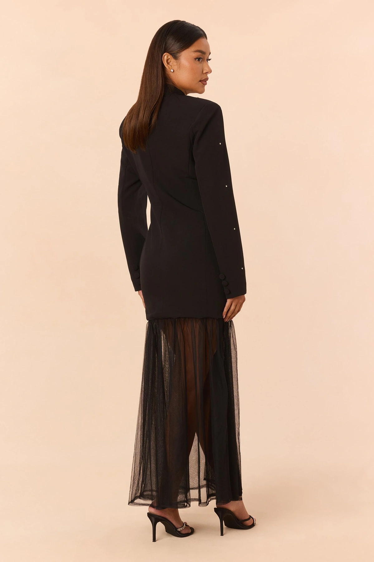 So Drama Embellished Blazer Maxi Dress - Black — Preto