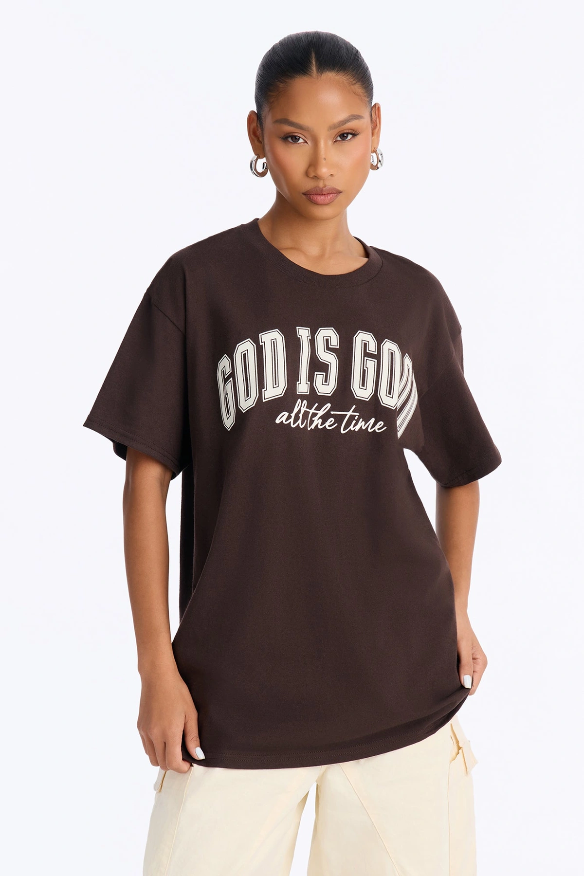 God Is Good All The Time Oversized Tee - Chocolate — Chocolate