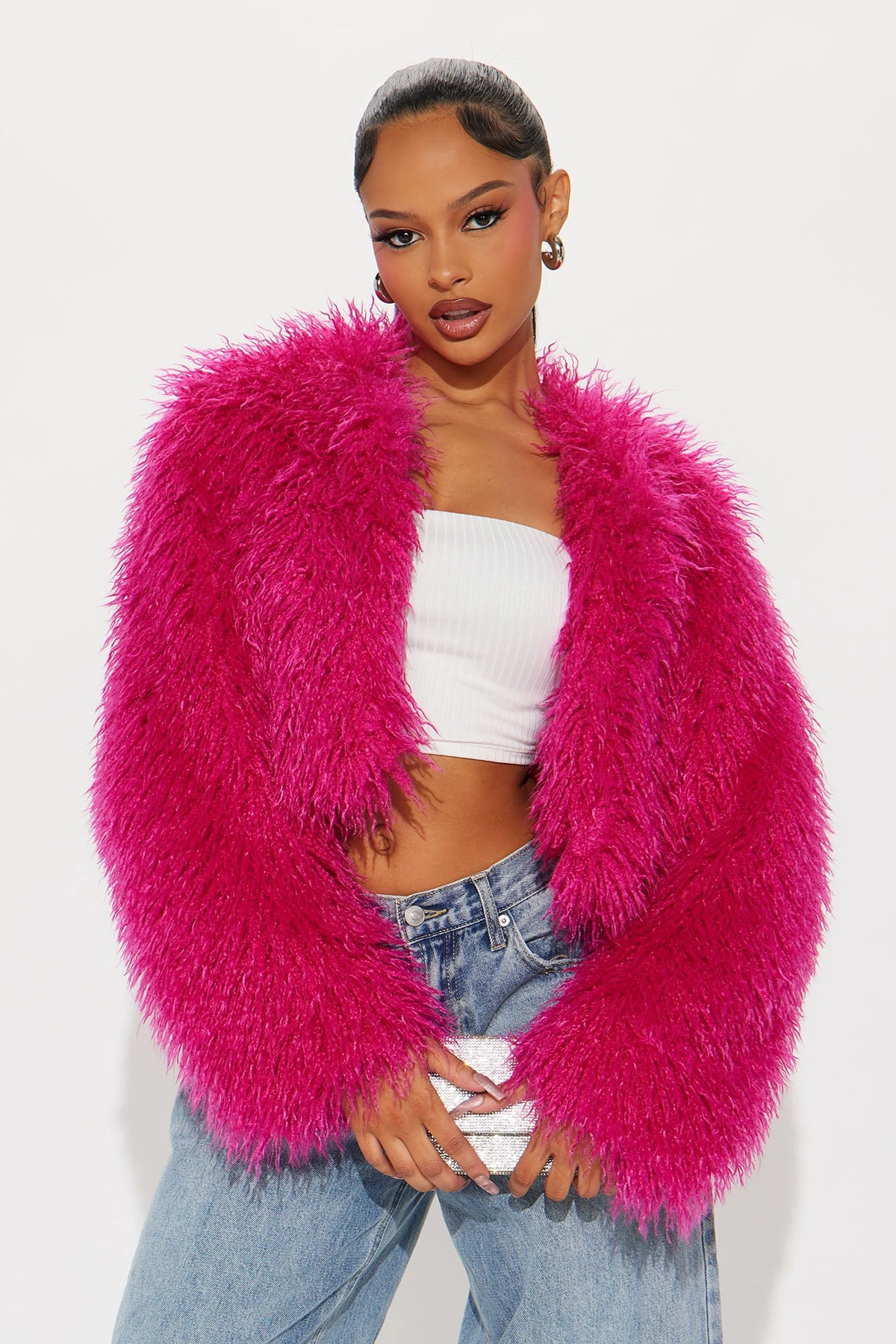 Sydney Faux Fur Coat - Fuchsia — Fúcsia
