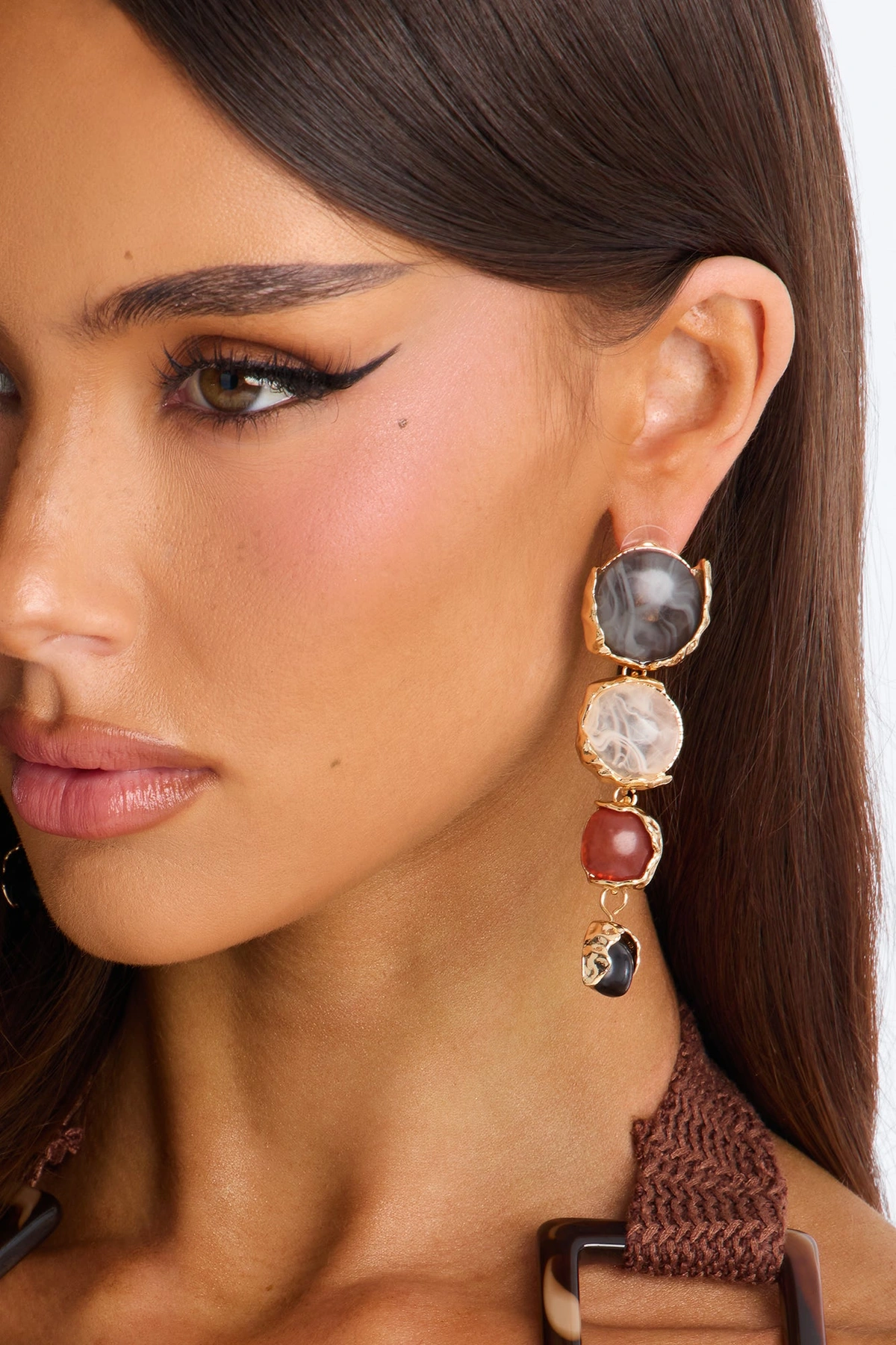 Beloved Jewel Earrings - Gold/Black — Dourado/Preto