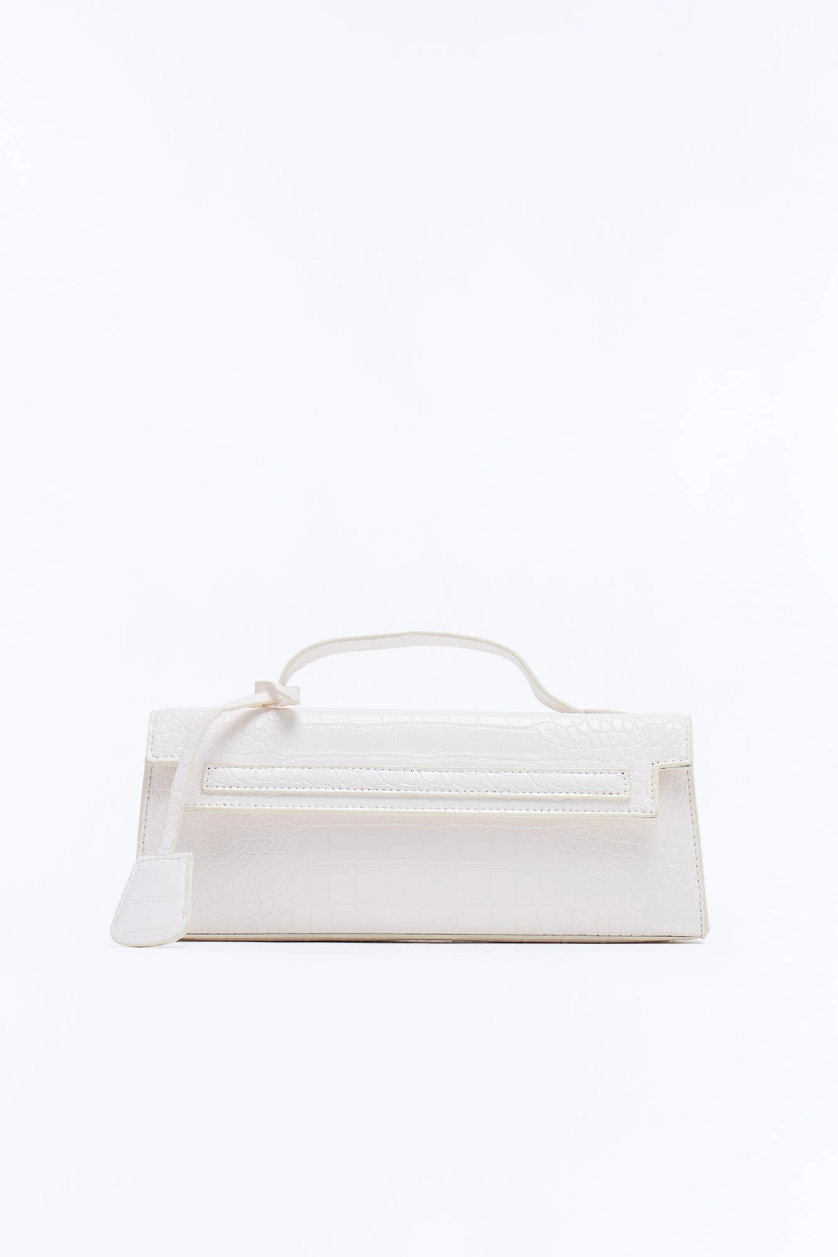 Predator Instinct Embossed Croc Faux Leather Clutch - Ivory — Marfim