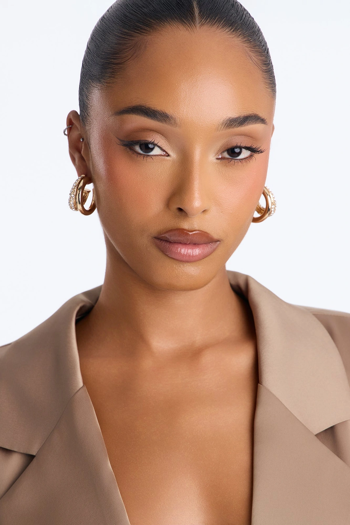 Double The Shine Hoop Earrings - Gold — Dourado