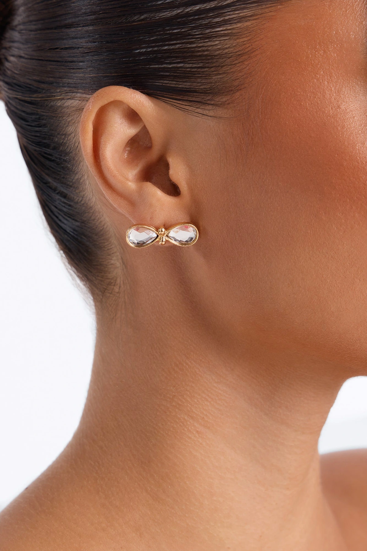 Infinity Rhinestone Earrings - Gold — Dourado