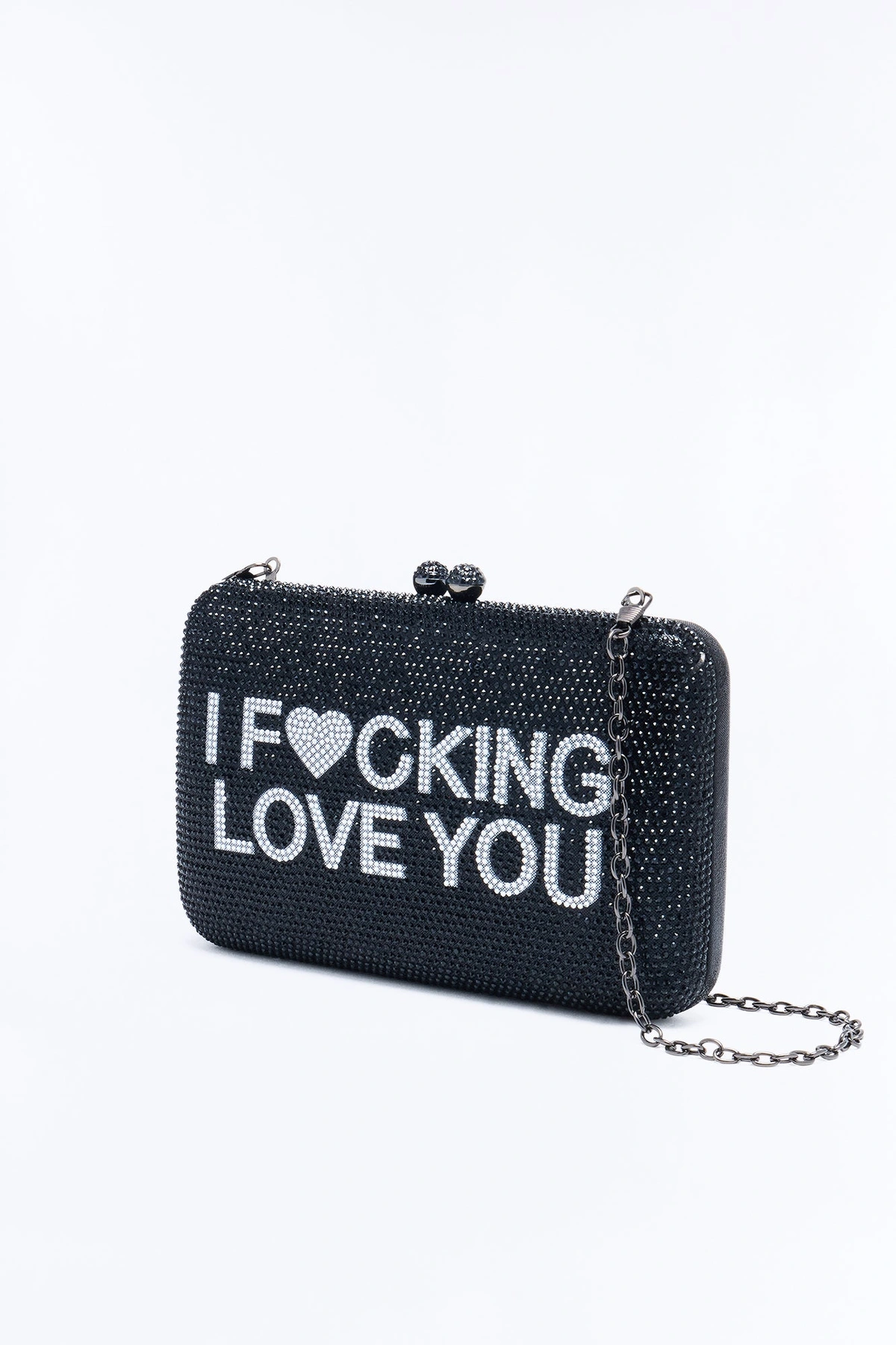 I Love You Rhinestone Clutch Handbag - Black/combo — Preto/combinação