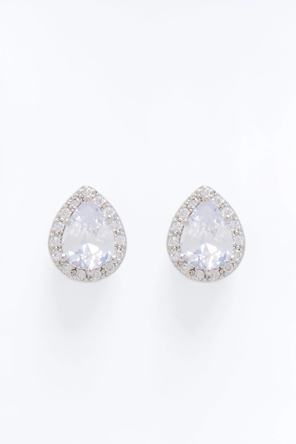 Cubic Zirconia Radiant Tear Drop Earrings - Silver — Prateado