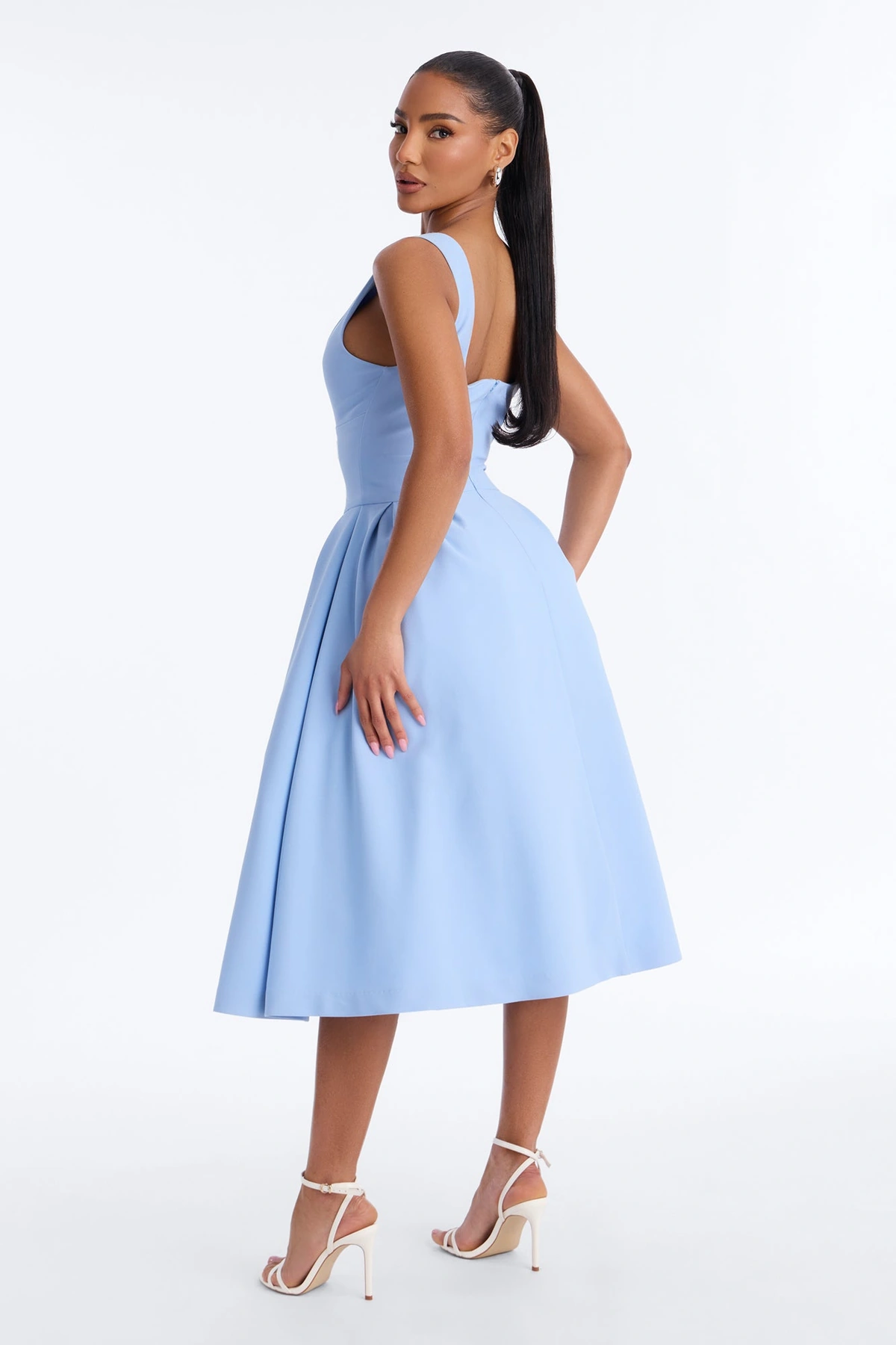 Anika Pleated Midi Dress - Blue — Azul