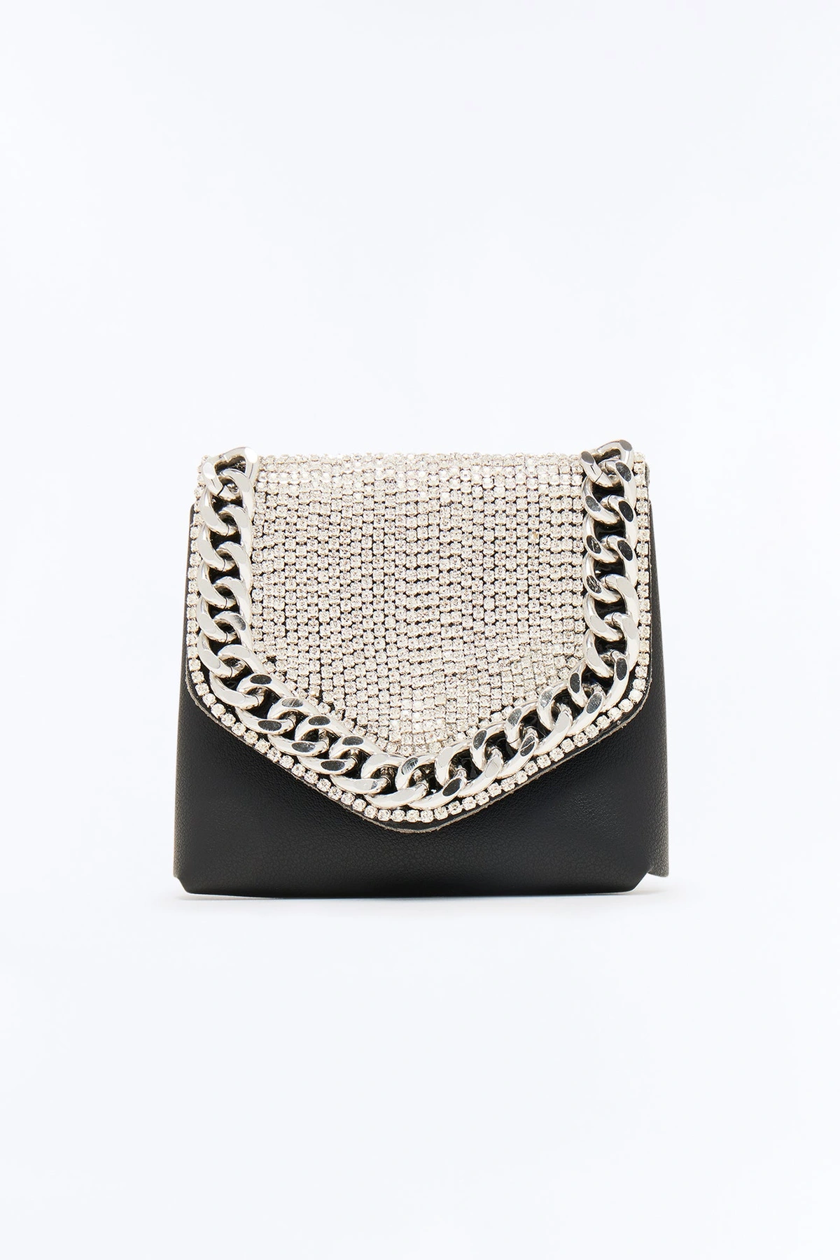 Far Away Star Faux Leather Mini Belt Bag - Silver/Black — Prateado/Preto