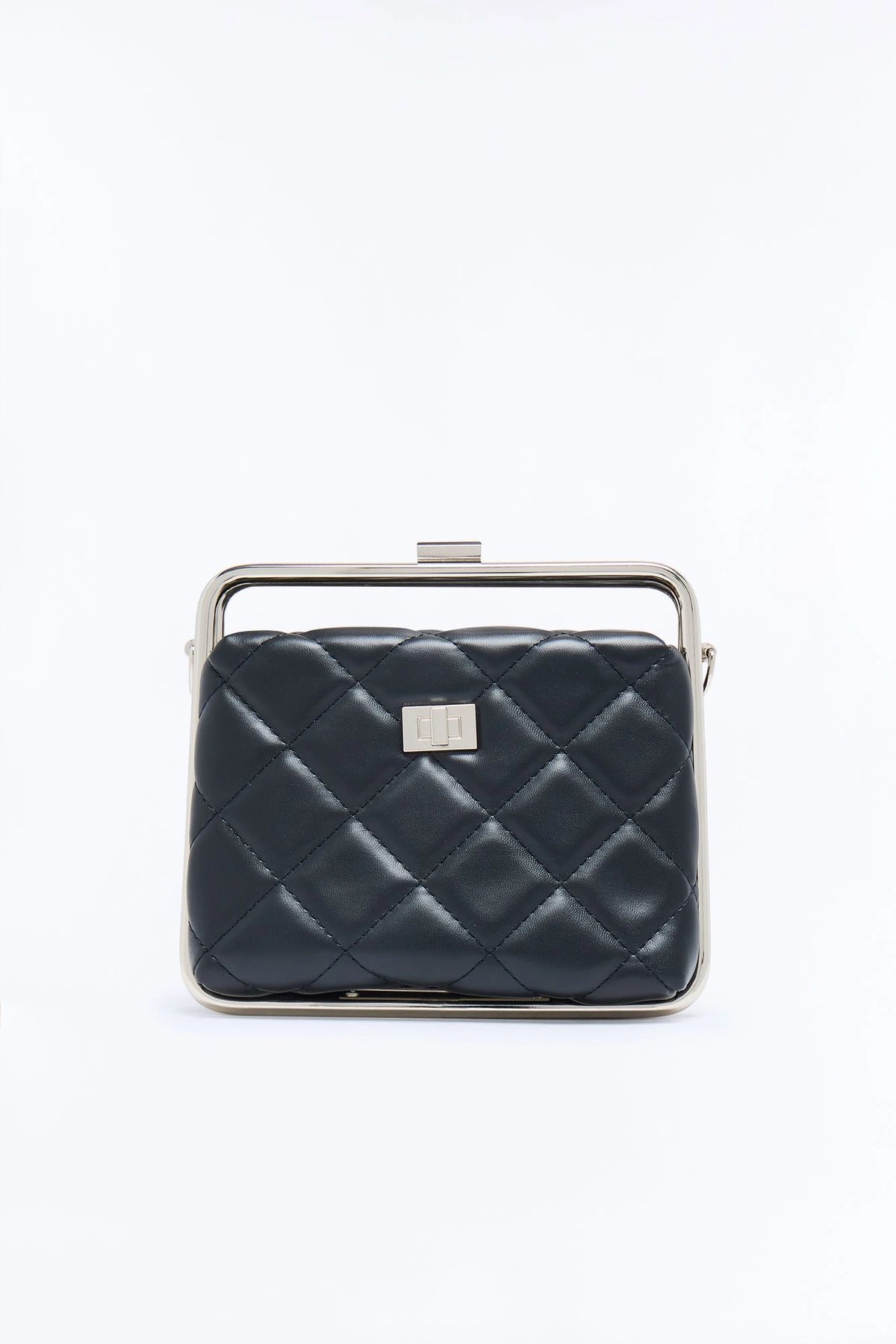 Sweetest Dreams Faux Leather Quilted Satchel Handbag - Black — Preto