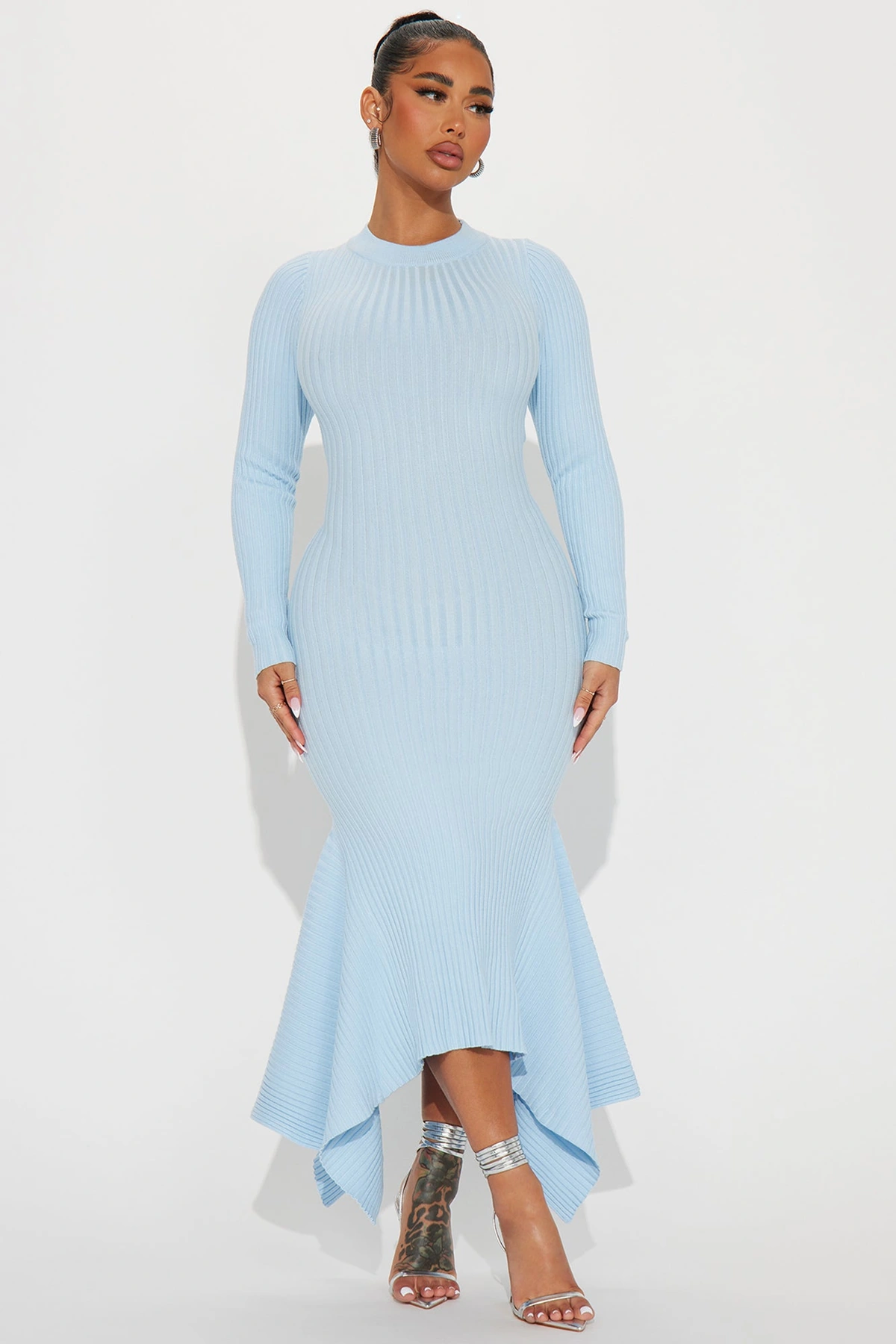 Kaylie Sweater Maxi Dress - Light Blue — claro Azul