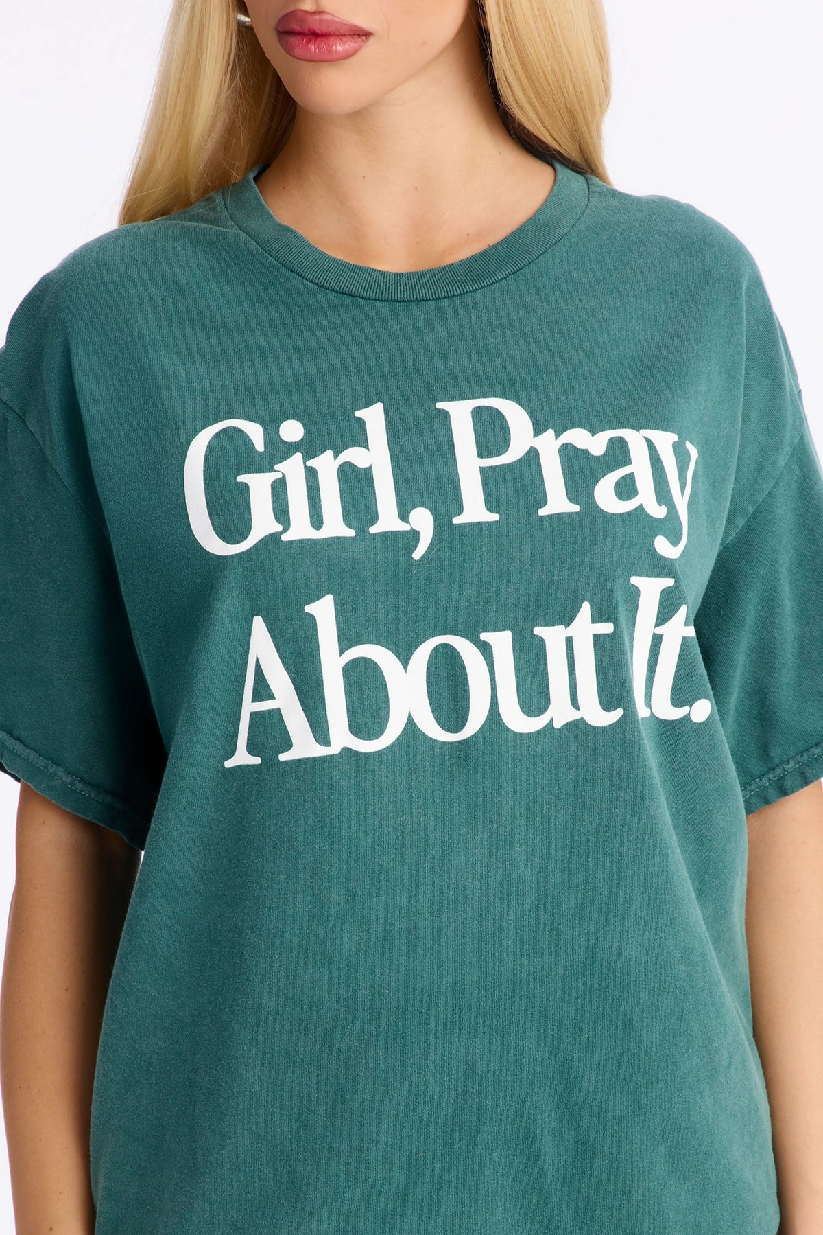 Girl Pray About It Washed Tshirt - Hunter — Verde-escuro