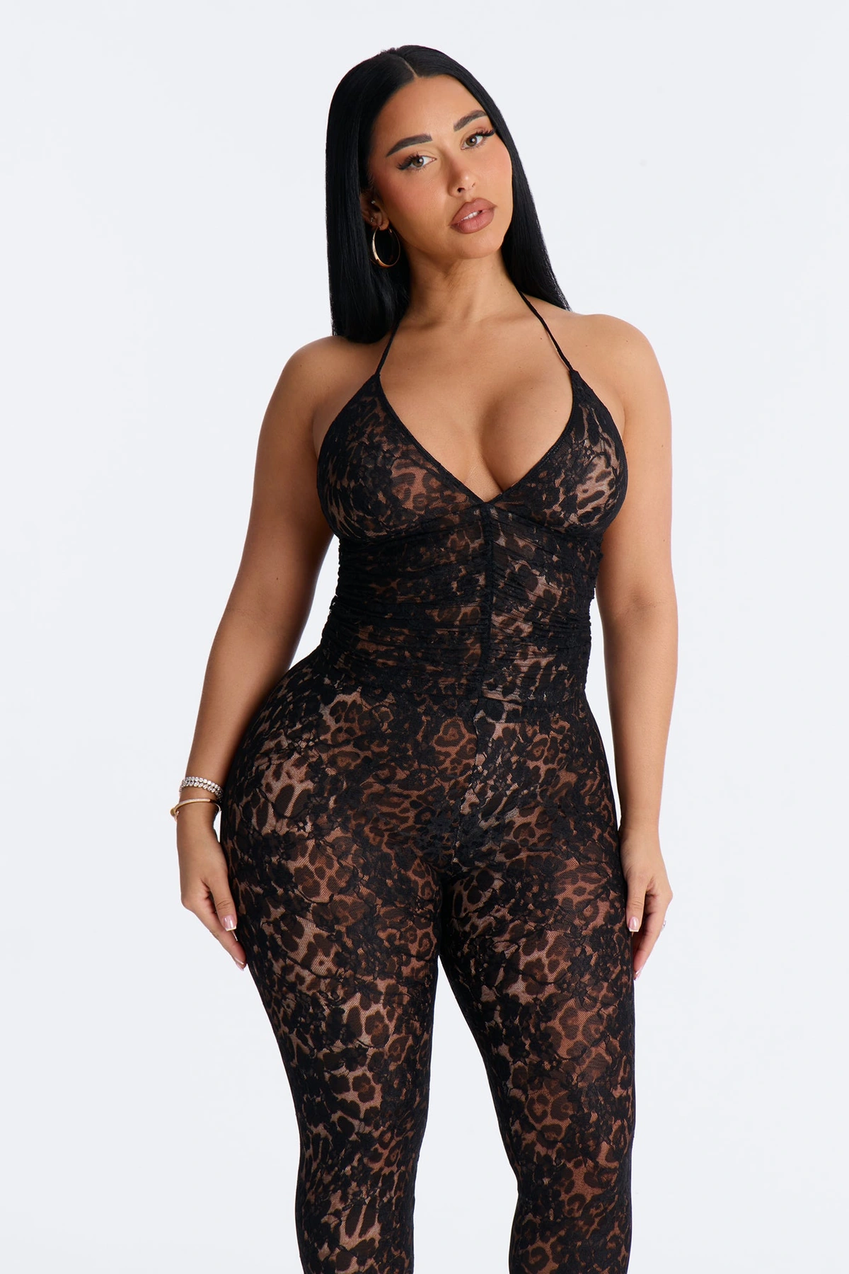 Leora Laced Leopard Capri Set - Black/combo — Preto/combinação