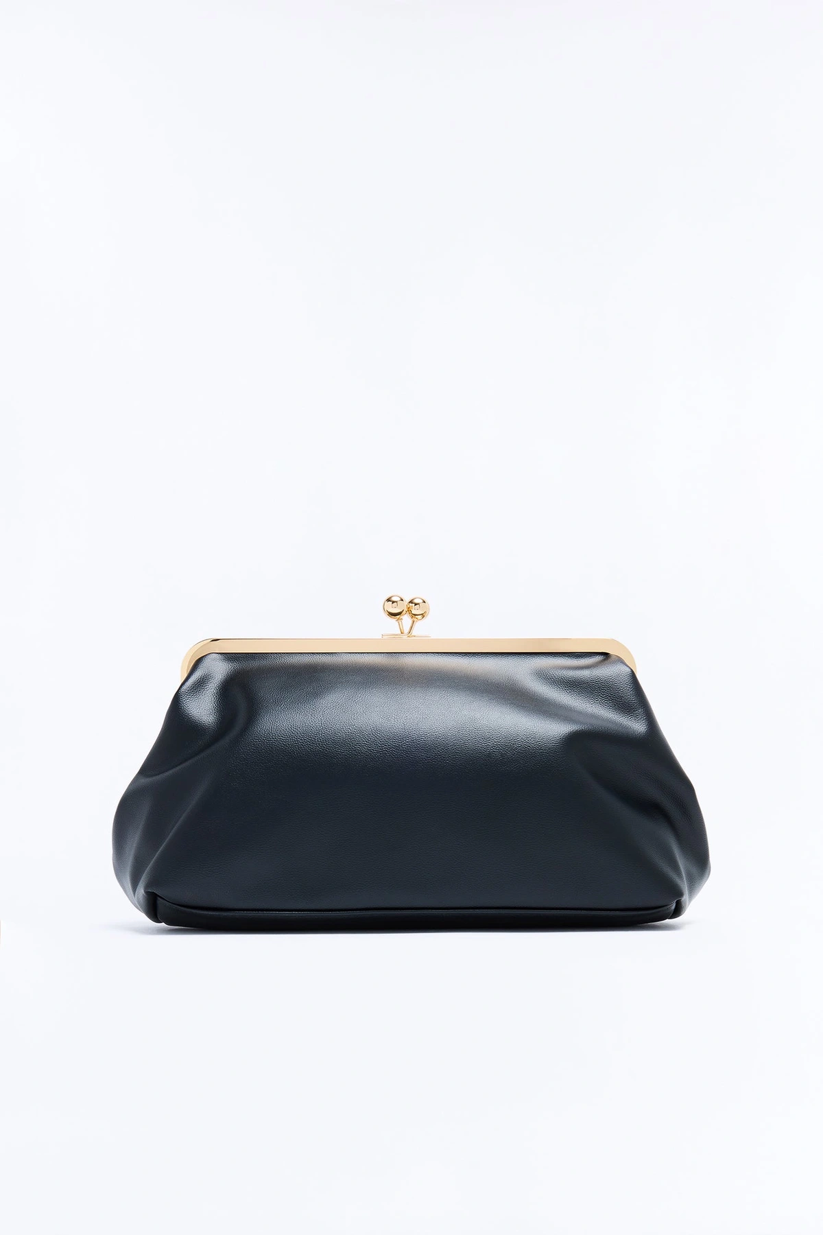Kiss Me Slowly Faux Leather Clutch Handbag - Black — Preto