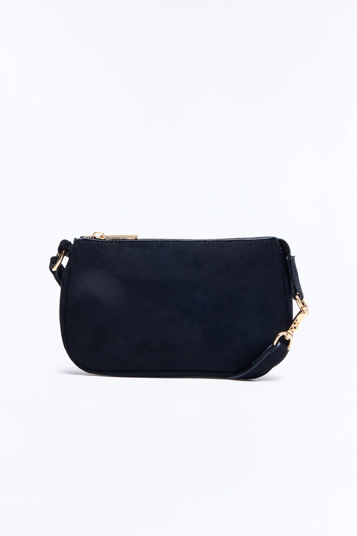 Touch Me Right Faux Suede Shoulder Handbag - Black — Preto
