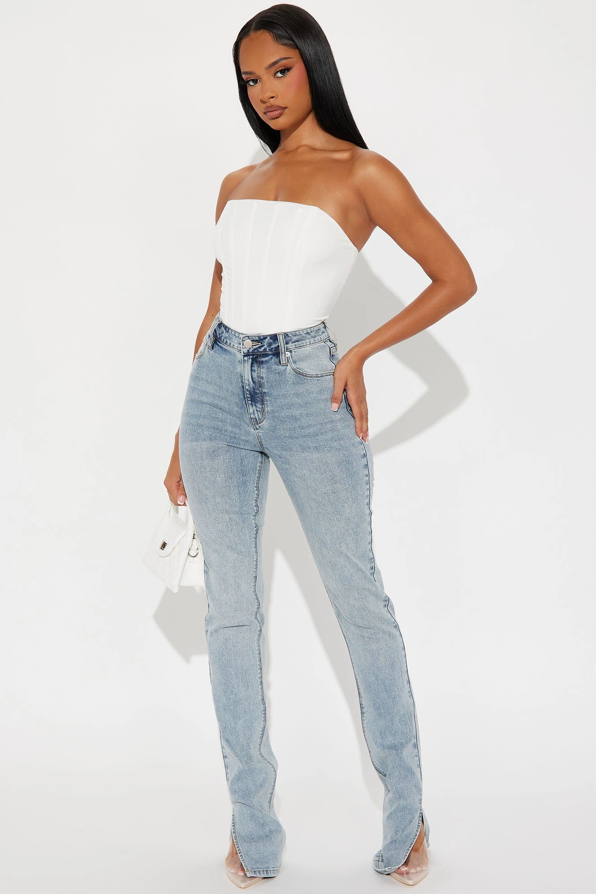 Tall Soho Side Split Skinny Jeans - Light Wash — Ganga de lavagem clara