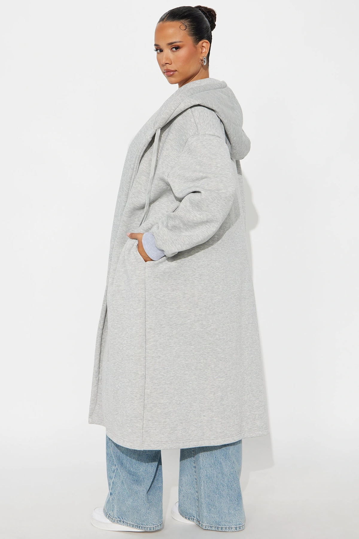 Jolie Cozy Fleece Trench - Heather Grey — Cinzento mesclado
