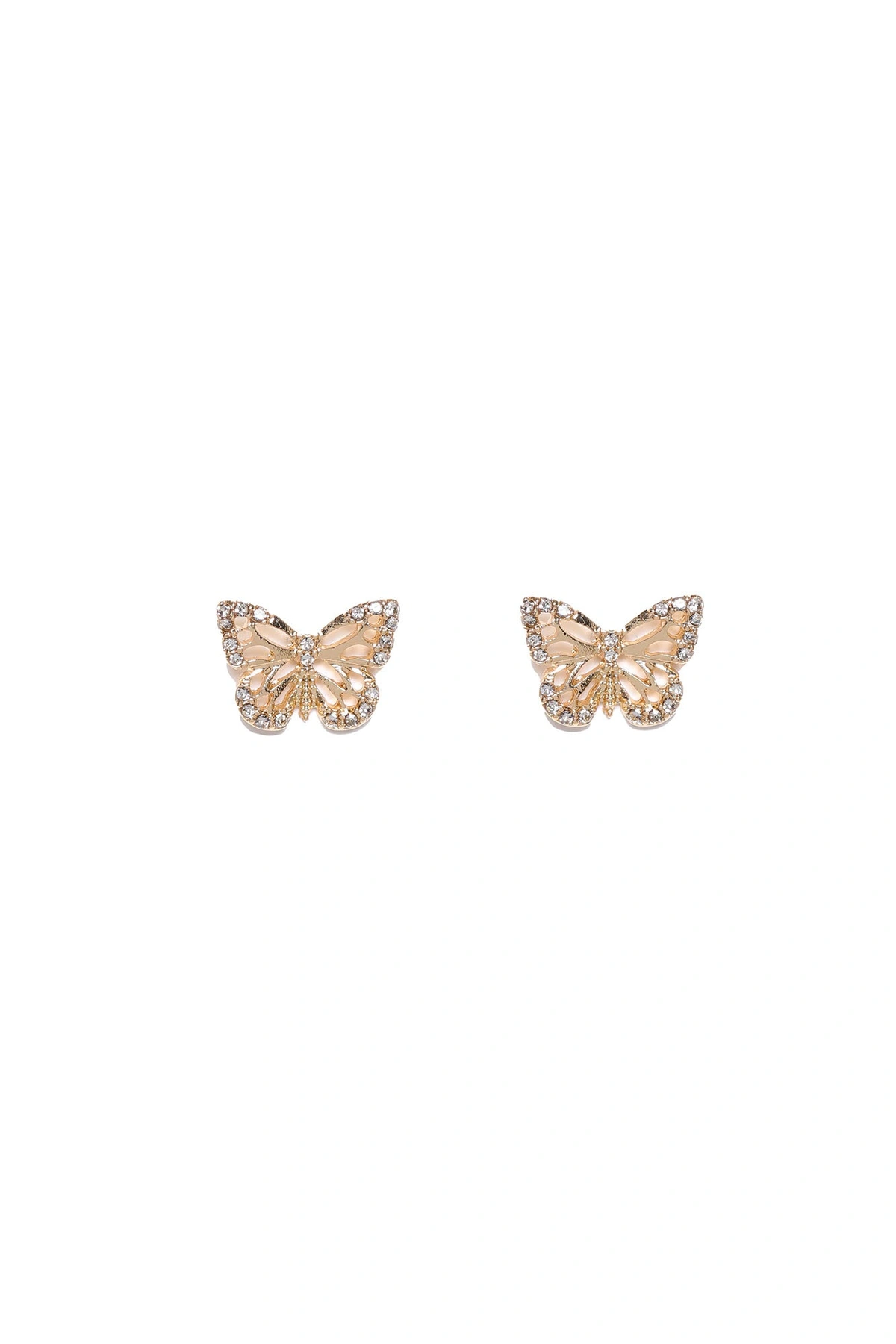 Monarca Butterfly Stud Earrings - Gold — Dourado