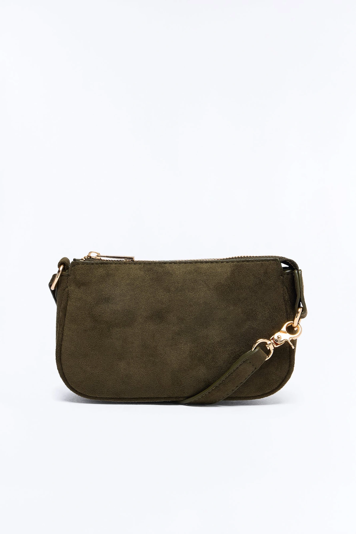 Touch Me Right Faux Suede Shoulder Handbag - Olive — Verde-azeitona