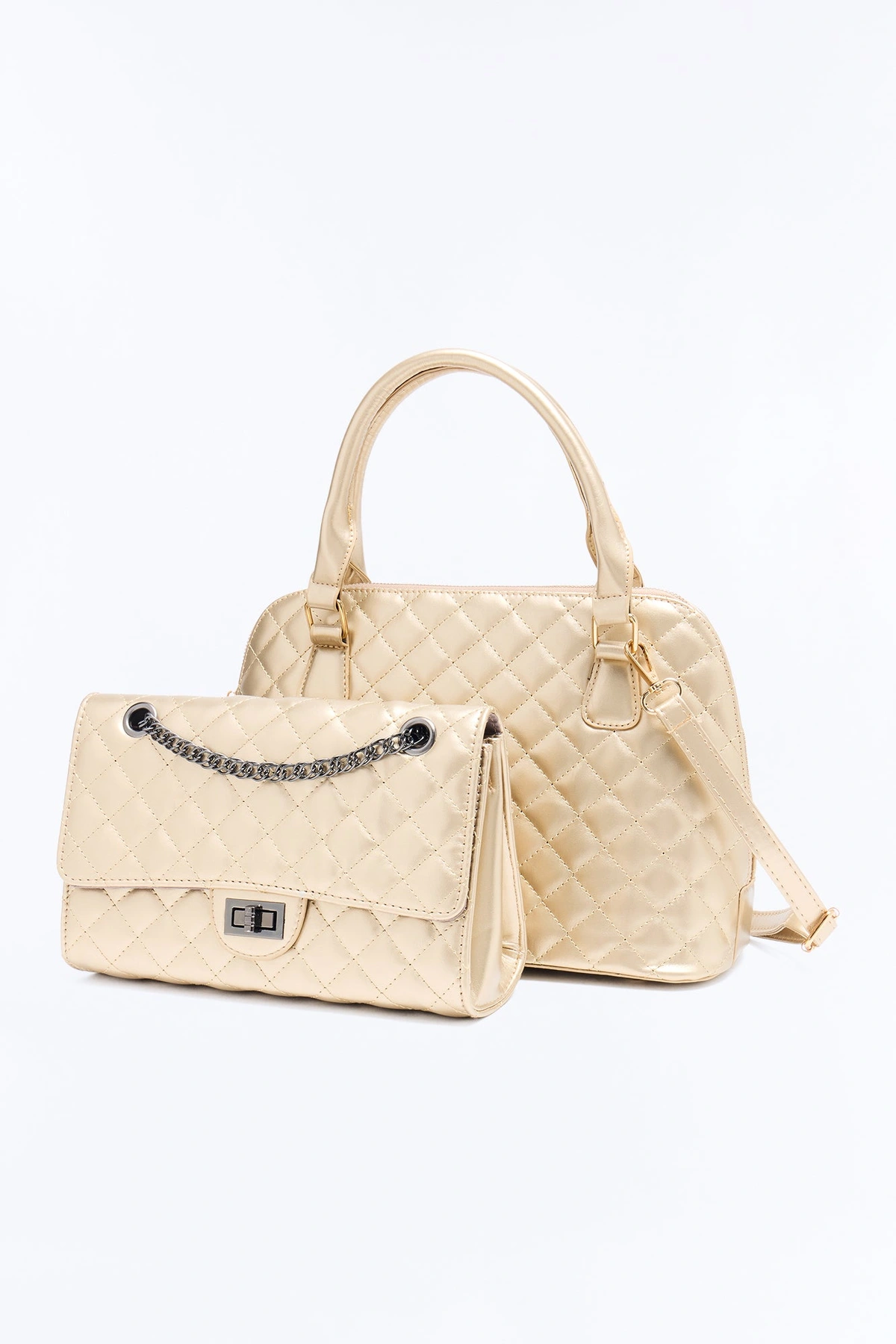 All In The Bag Faux Leather 3 Piece Satchel Handbag Set - Gold — Dourado
