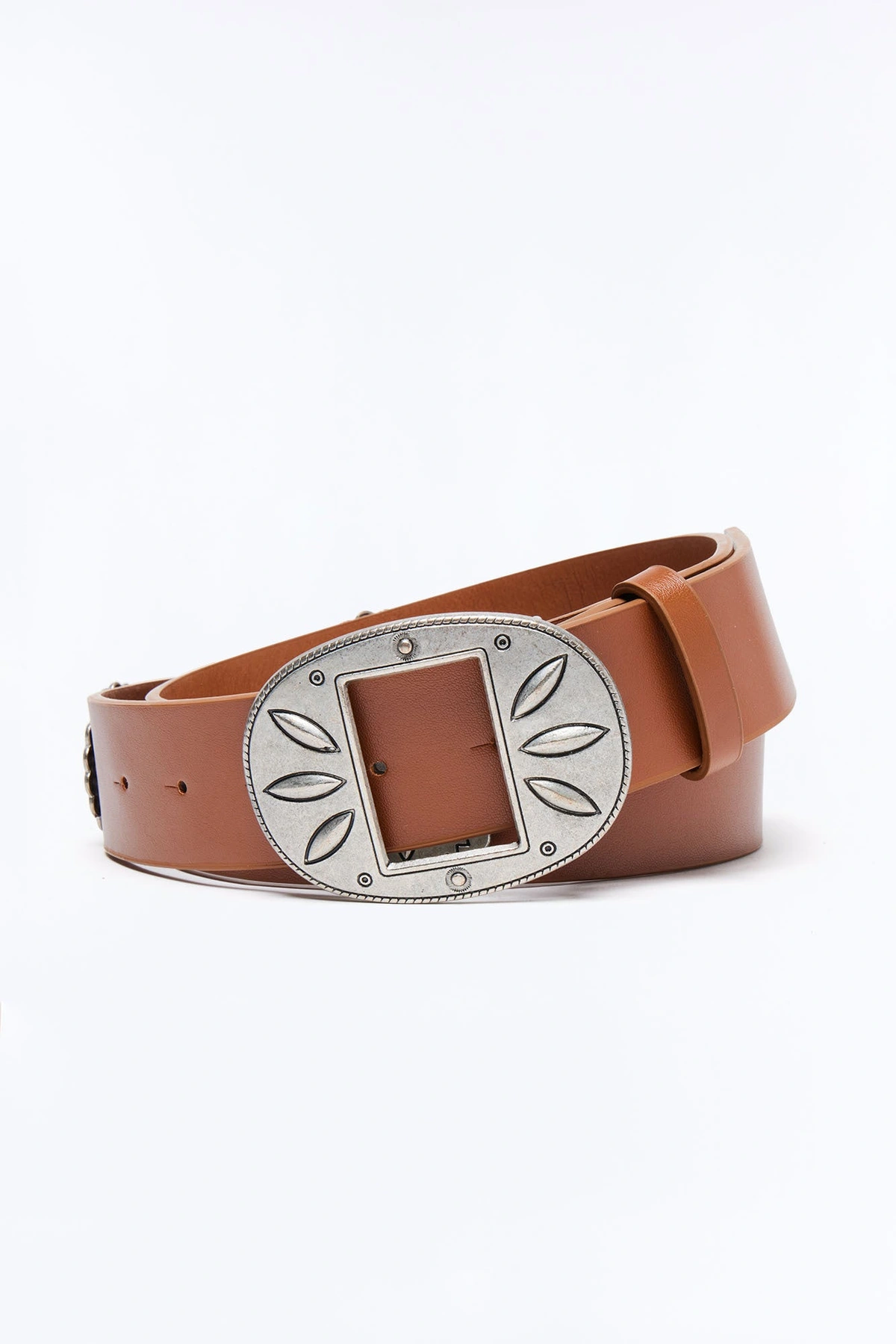 Extended Summer Faux Suede Belt - Silver/Brown — Prateado/Castanho