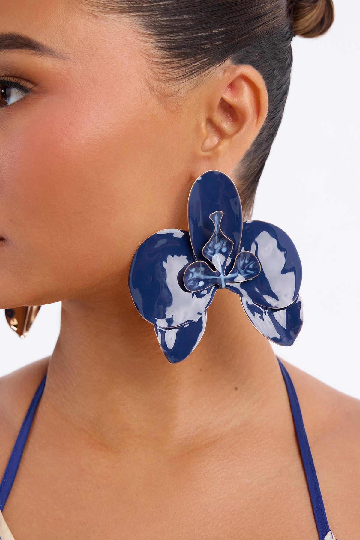 Floral Fantasy Drop Earrings - Navy — Azul-marinho