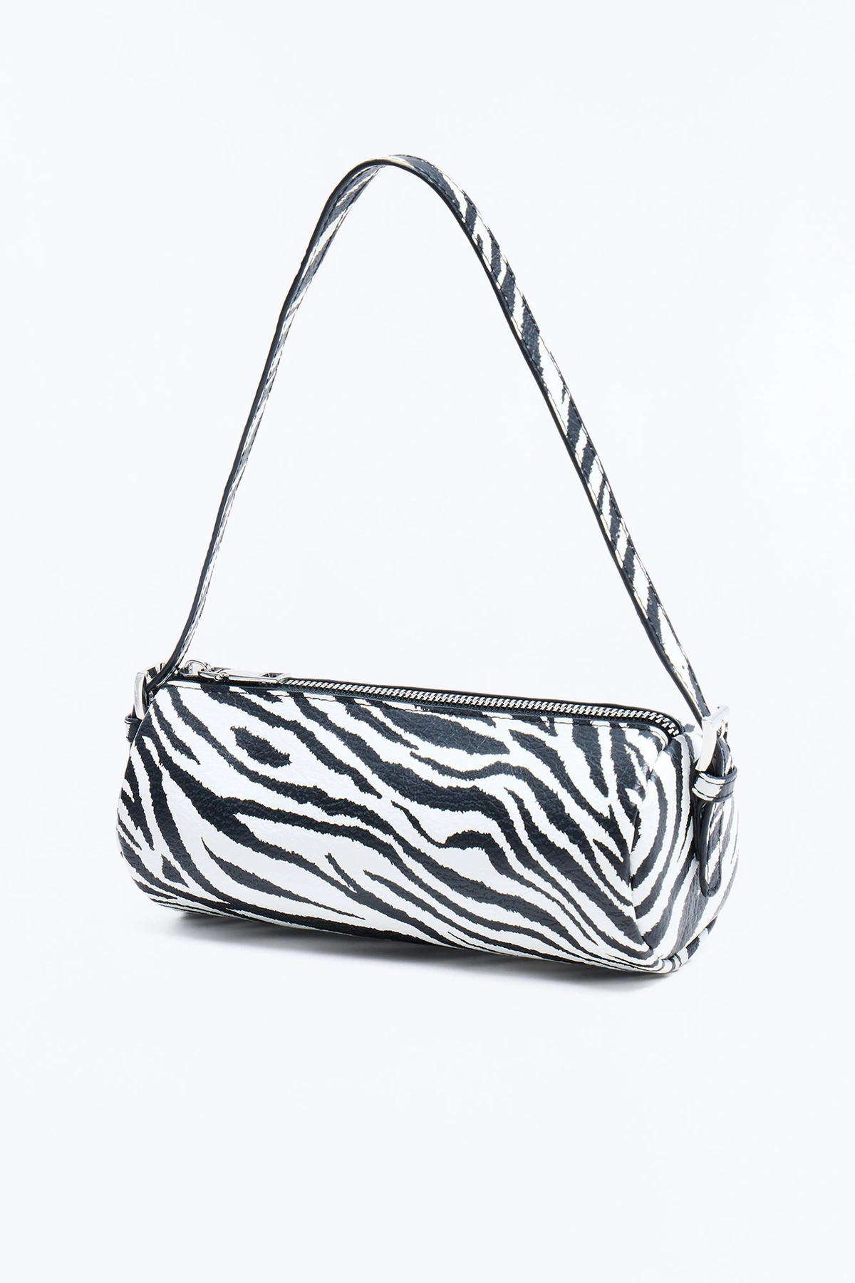 Everyday Essential Faux Leather Shoulder Handbag - Black/White — Preto/Branco