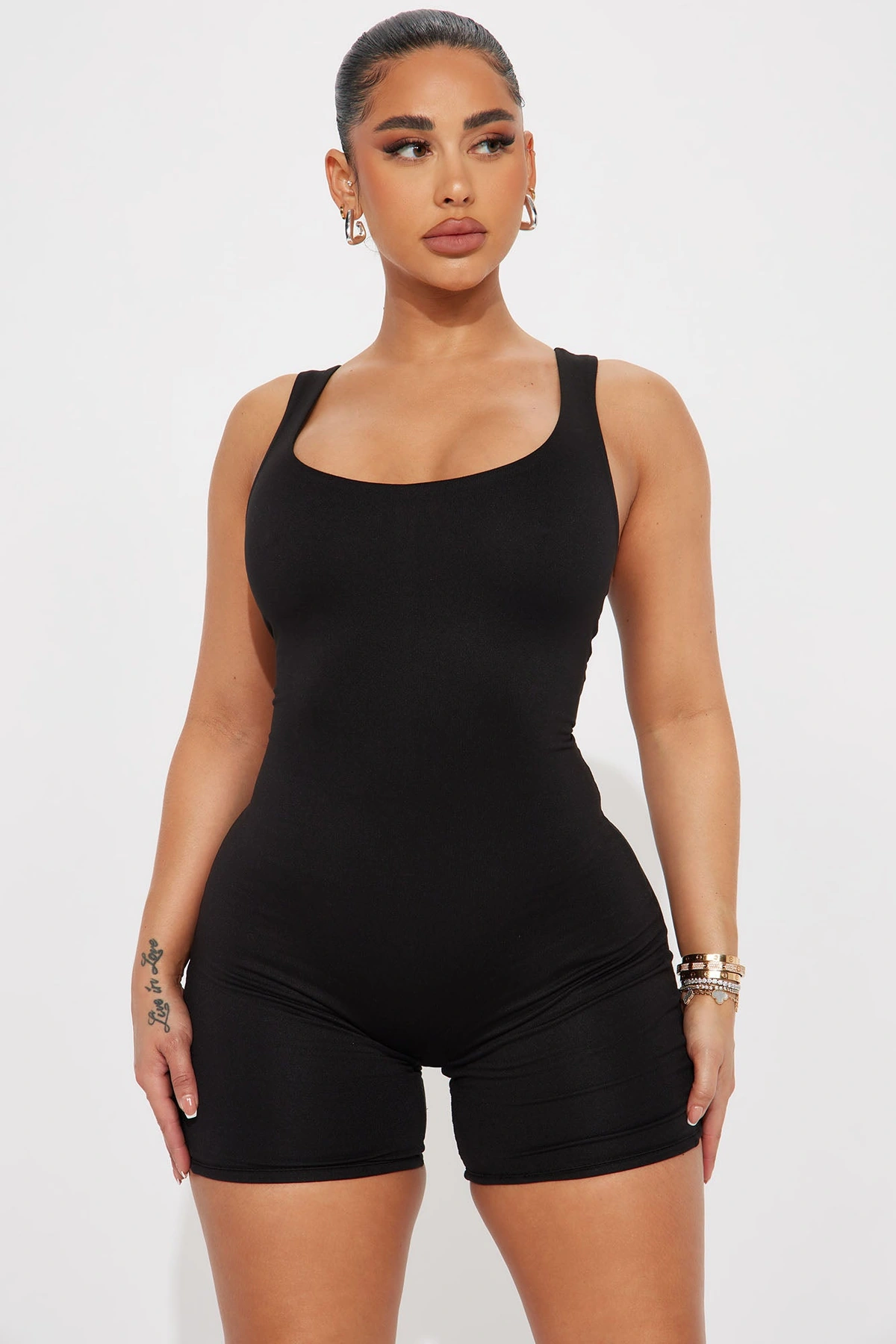 Janet Double Lined Romper - Black — Preto