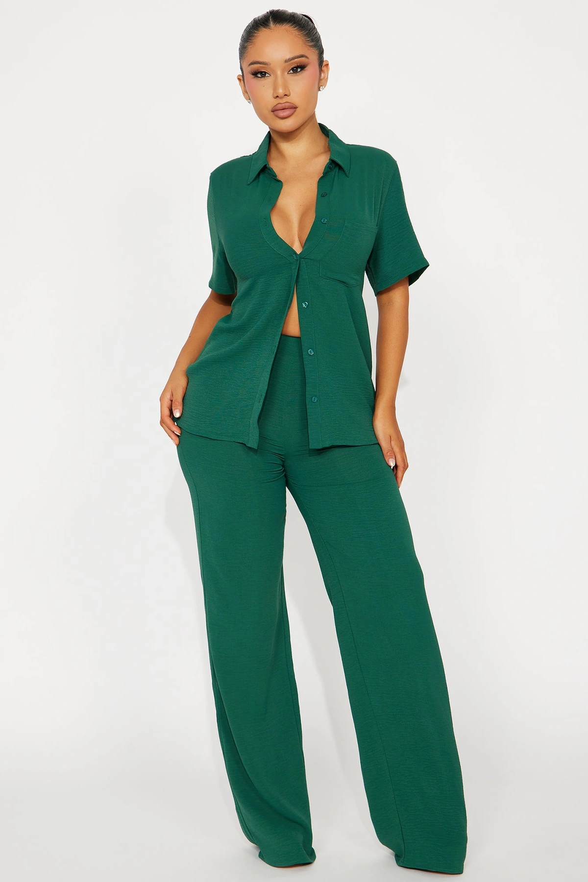 Makenzie Short Sleeve Pant Set - Hunter — Verde-escuro