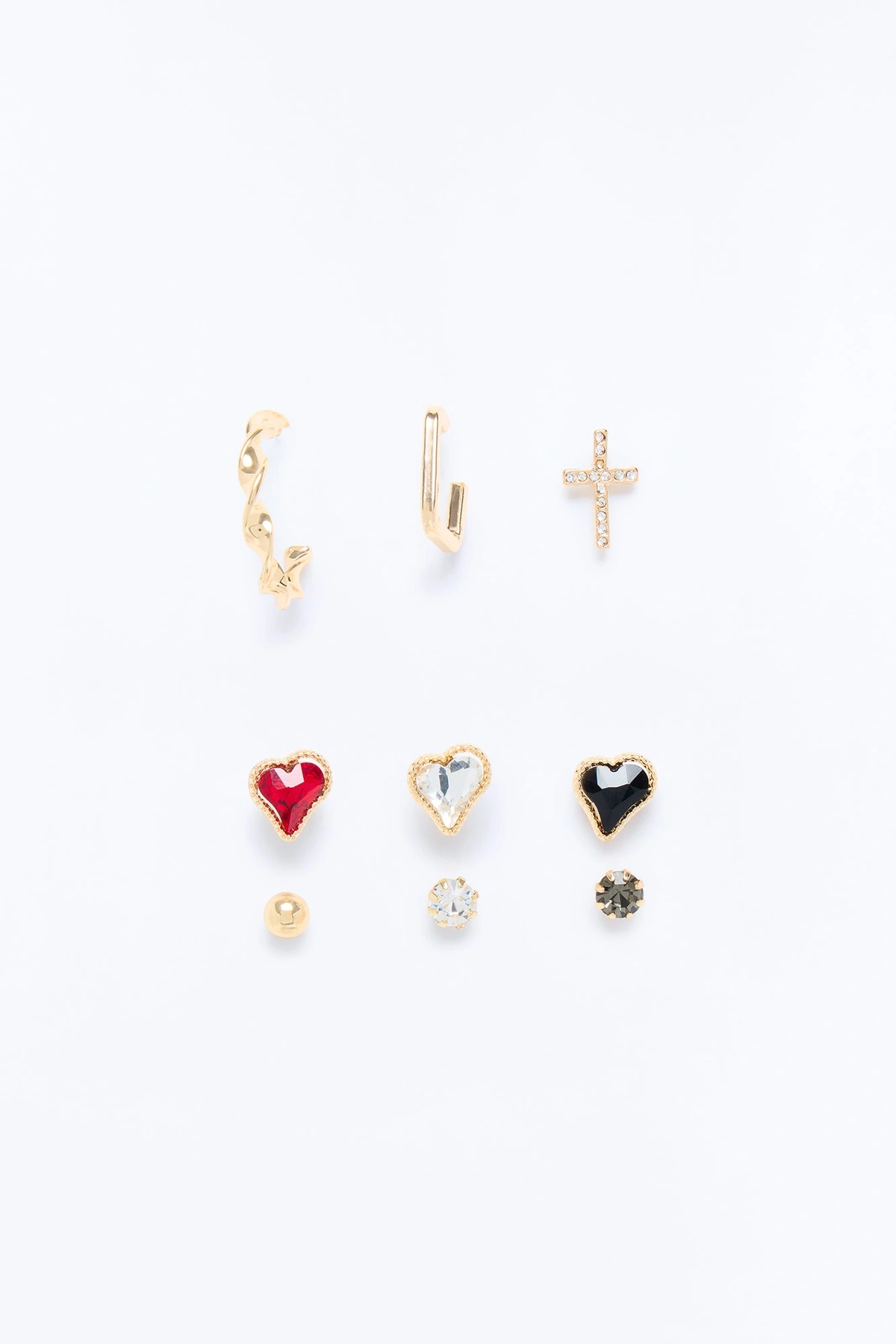 Make Up Your Mind 9 Pair Earring Set - Gold/combo — Dourado/combinação