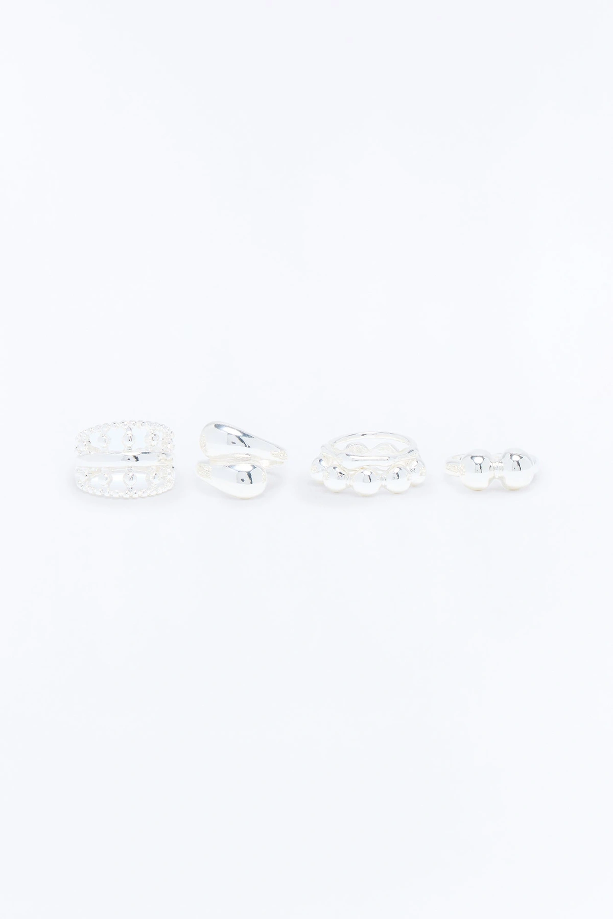 Dare Me 5 Piece Rings Set - Silver — Prateado