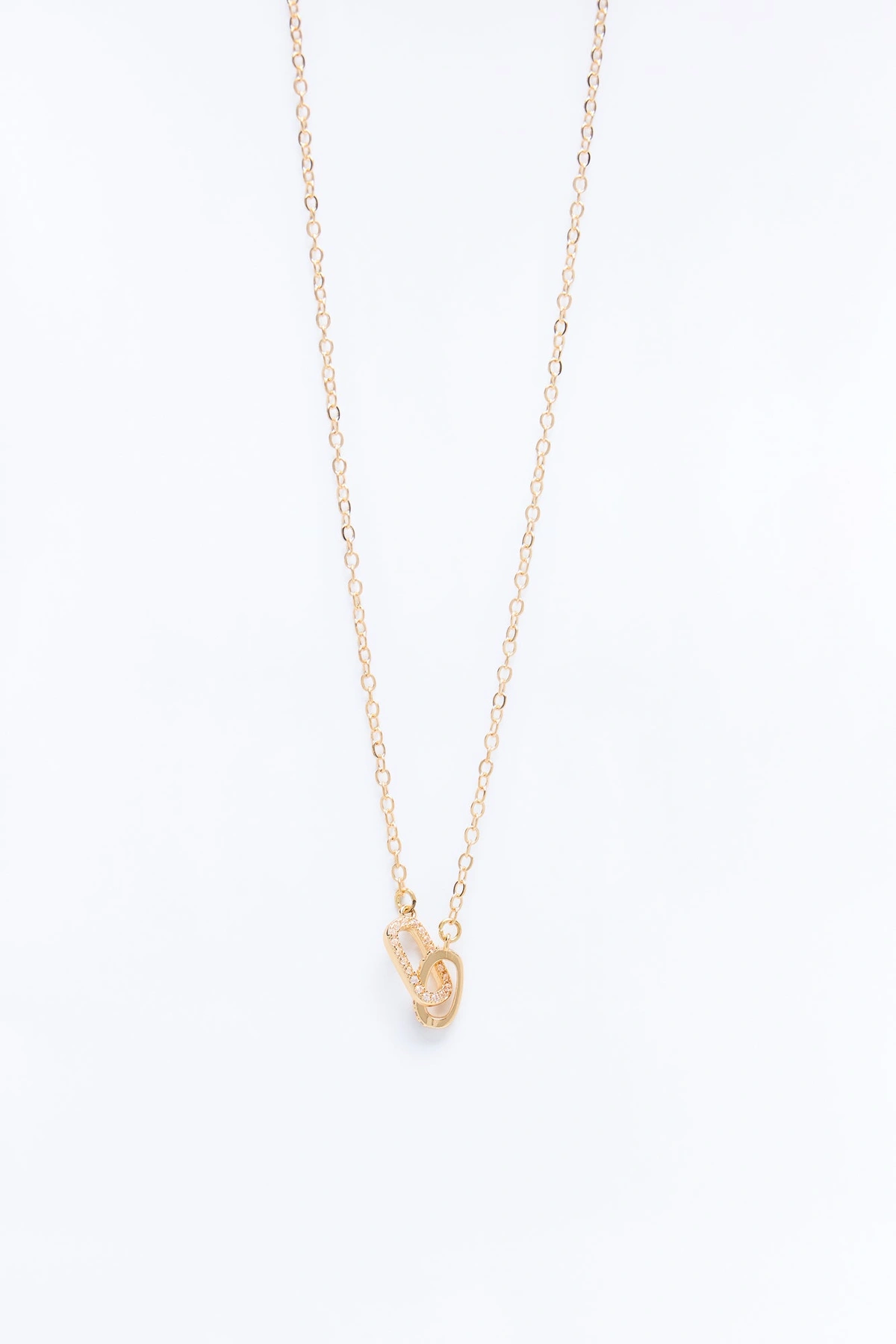 Cubic Zirconia Chain Link Necklace - Gold — Dourado