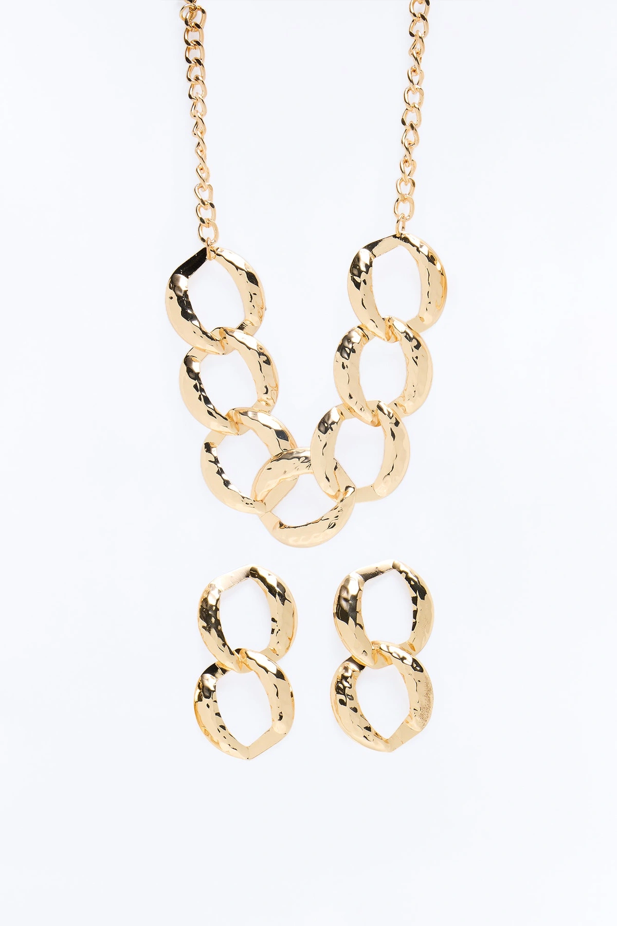 Modern Day Muse Necklace And Earring Set - Gold — Dourado