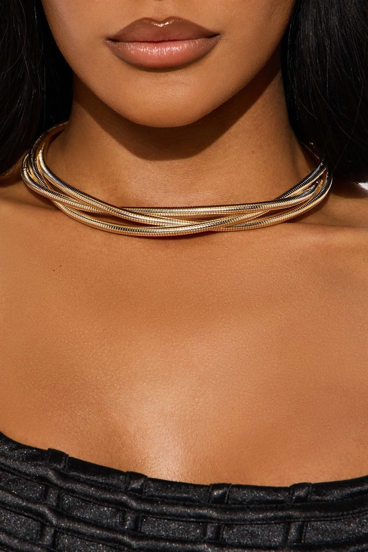 Mallory Layered Choker Necklace - Gold — Dourado