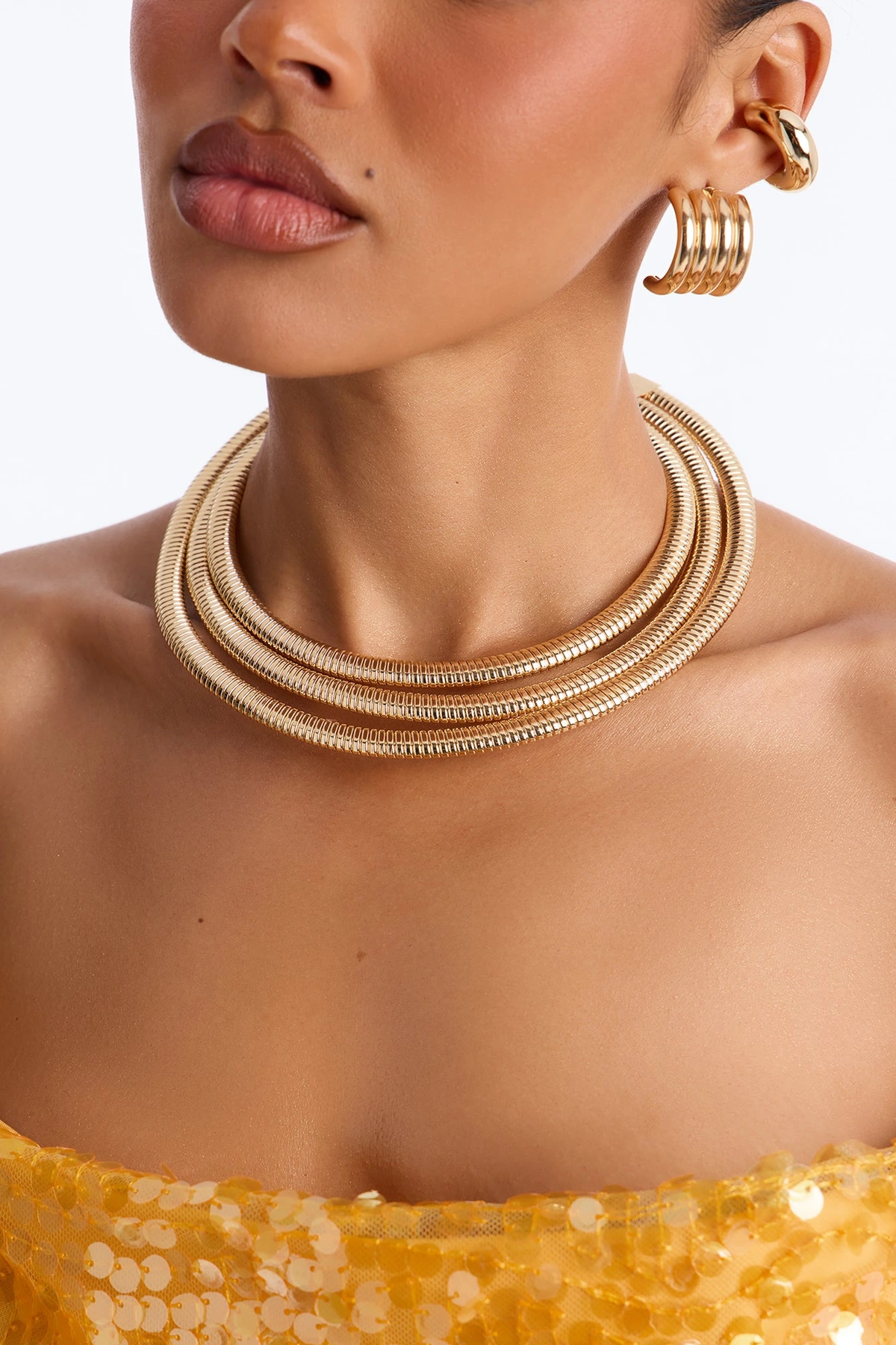 Snake Chain Layered Necklace - Gold — Dourado