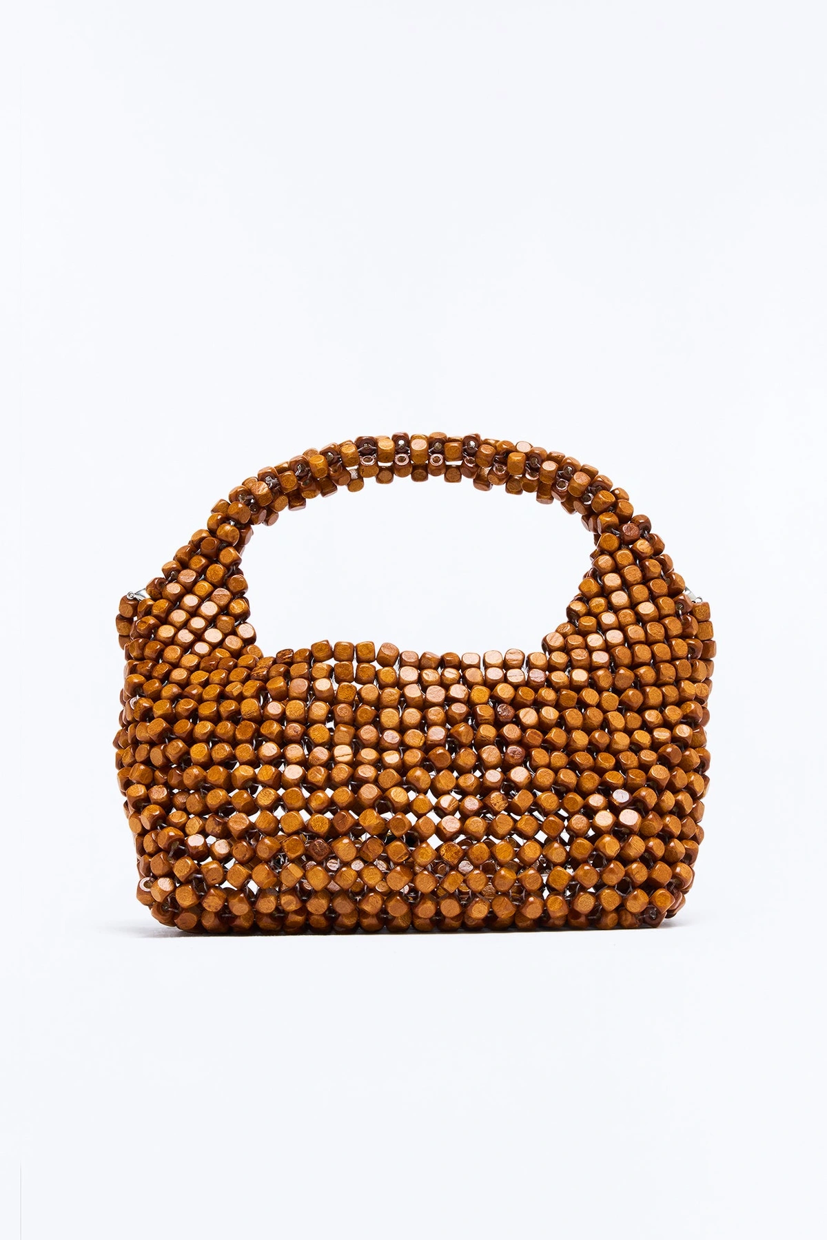 Wood You Mind Beaded Satchel Handbag - Brown — Castanho