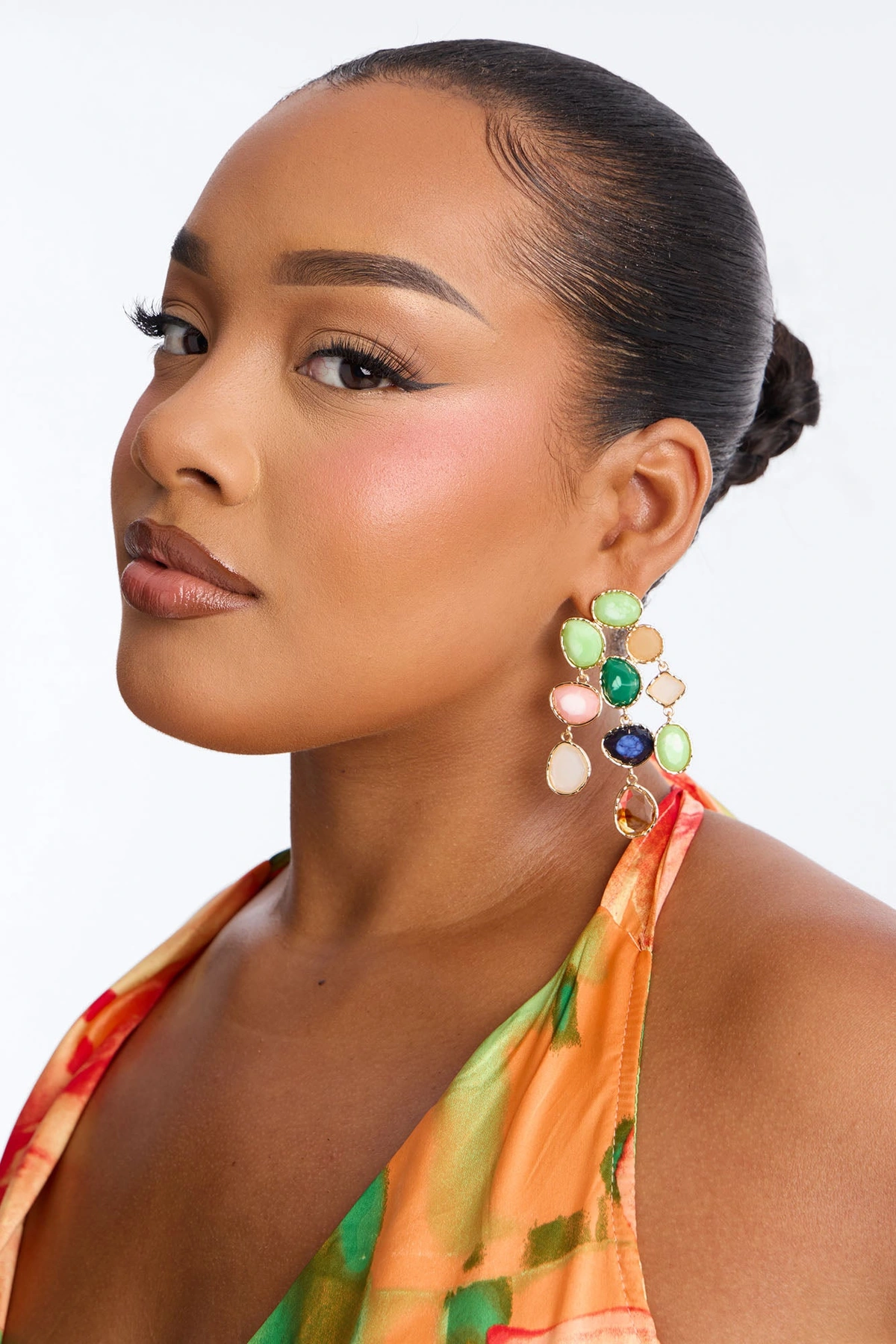 Maddie Jeweled Drop Earrings - Multi Color — Multicolor