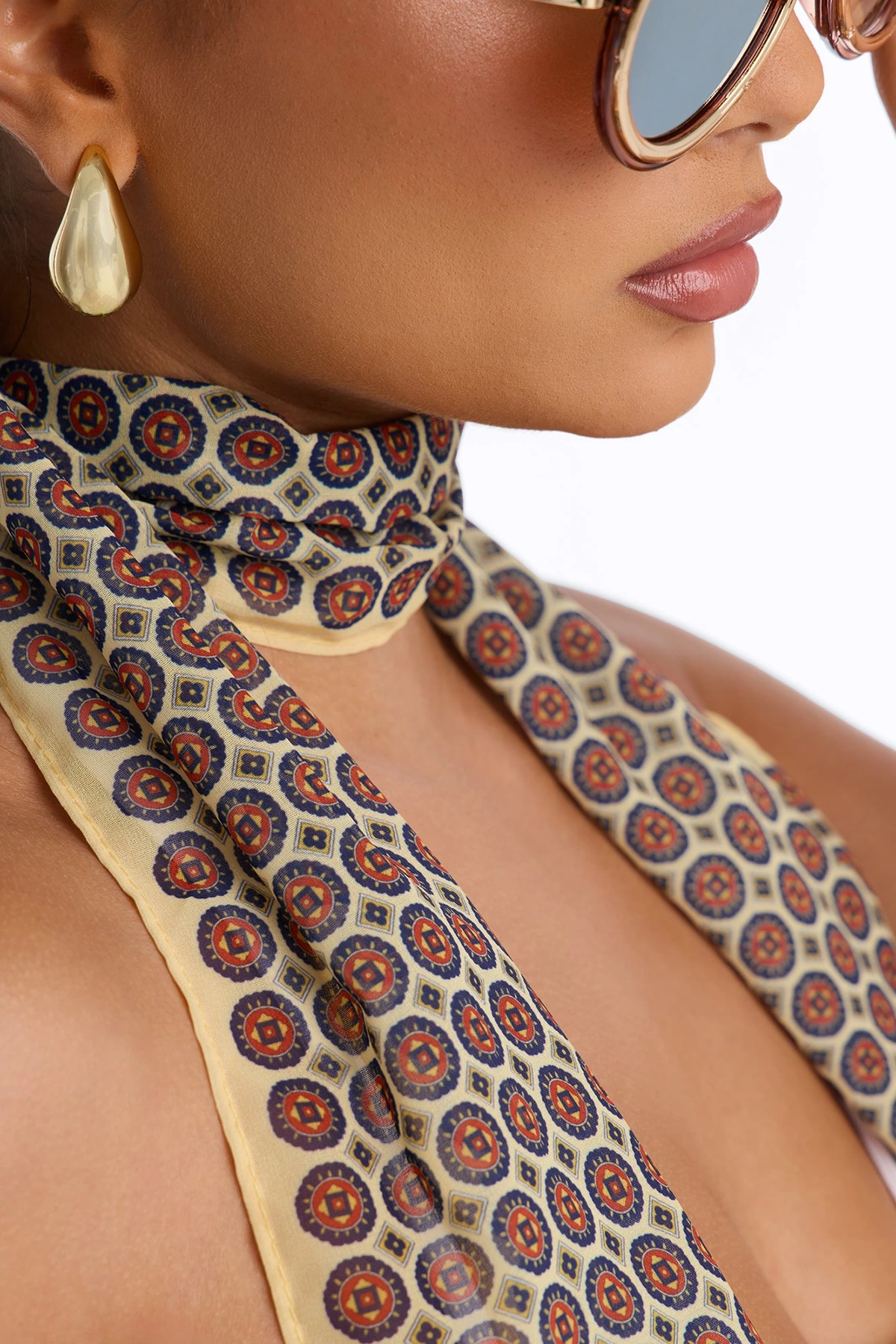 Flowing Muse Skinny Satin Scarf - Multi Color — Multicolor