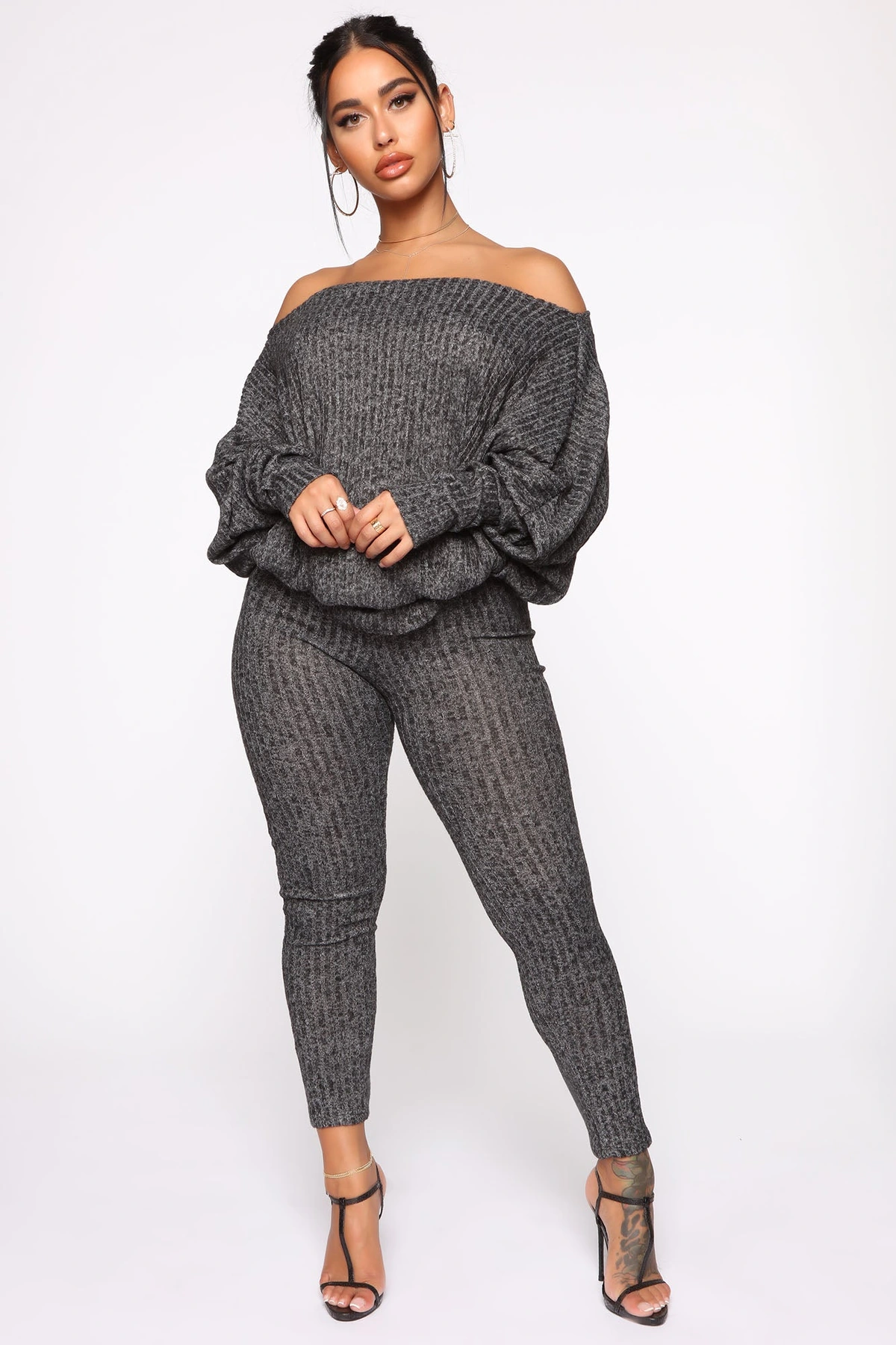 Feeling The Chill Sweater Set - Charcoal — Cinzento-escuro