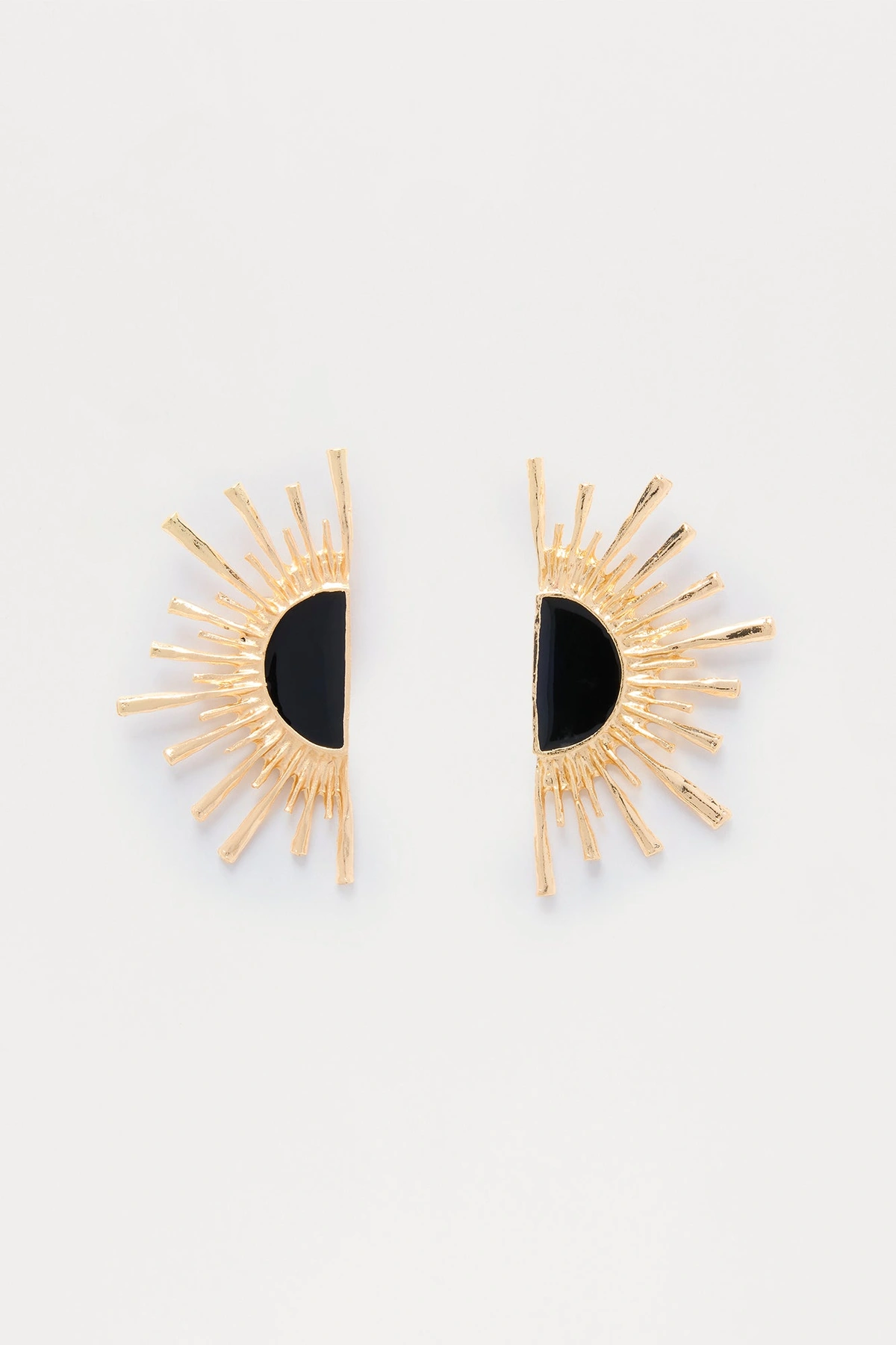 Sun Gazing Earrings - Black/Gold — Preto/Dourado