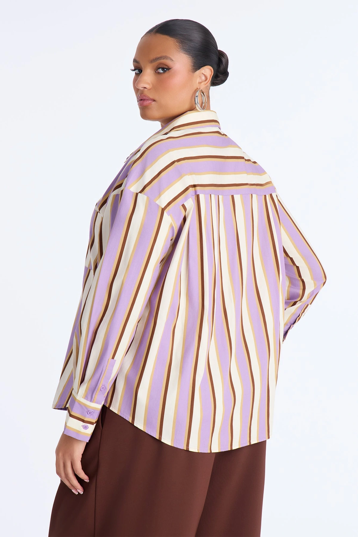 I'm The Main Topic Striped Shirt - Purple/combo — Roxo/combinação
