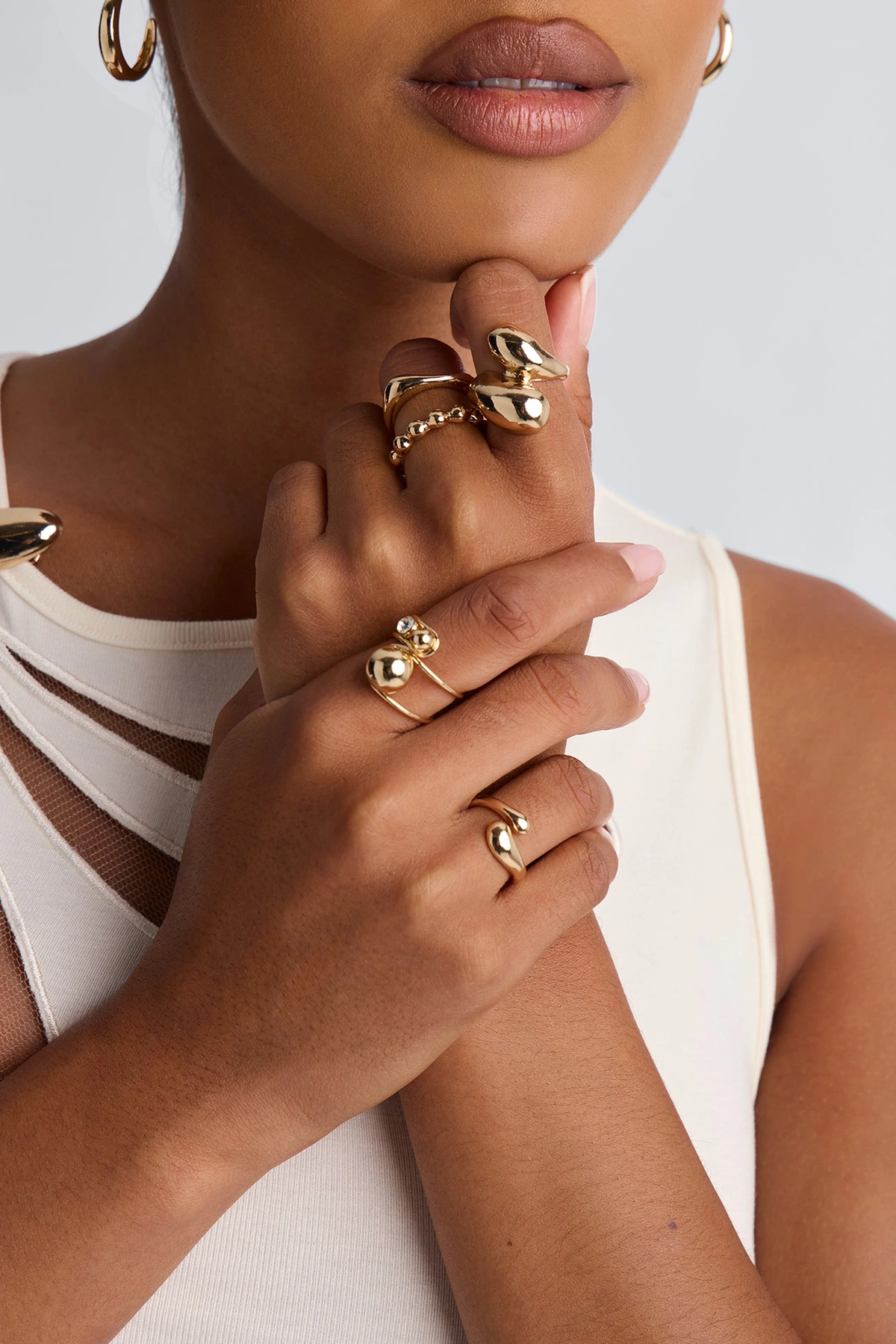 Kind Minds 5 Piece Rings Set - Gold — Dourado