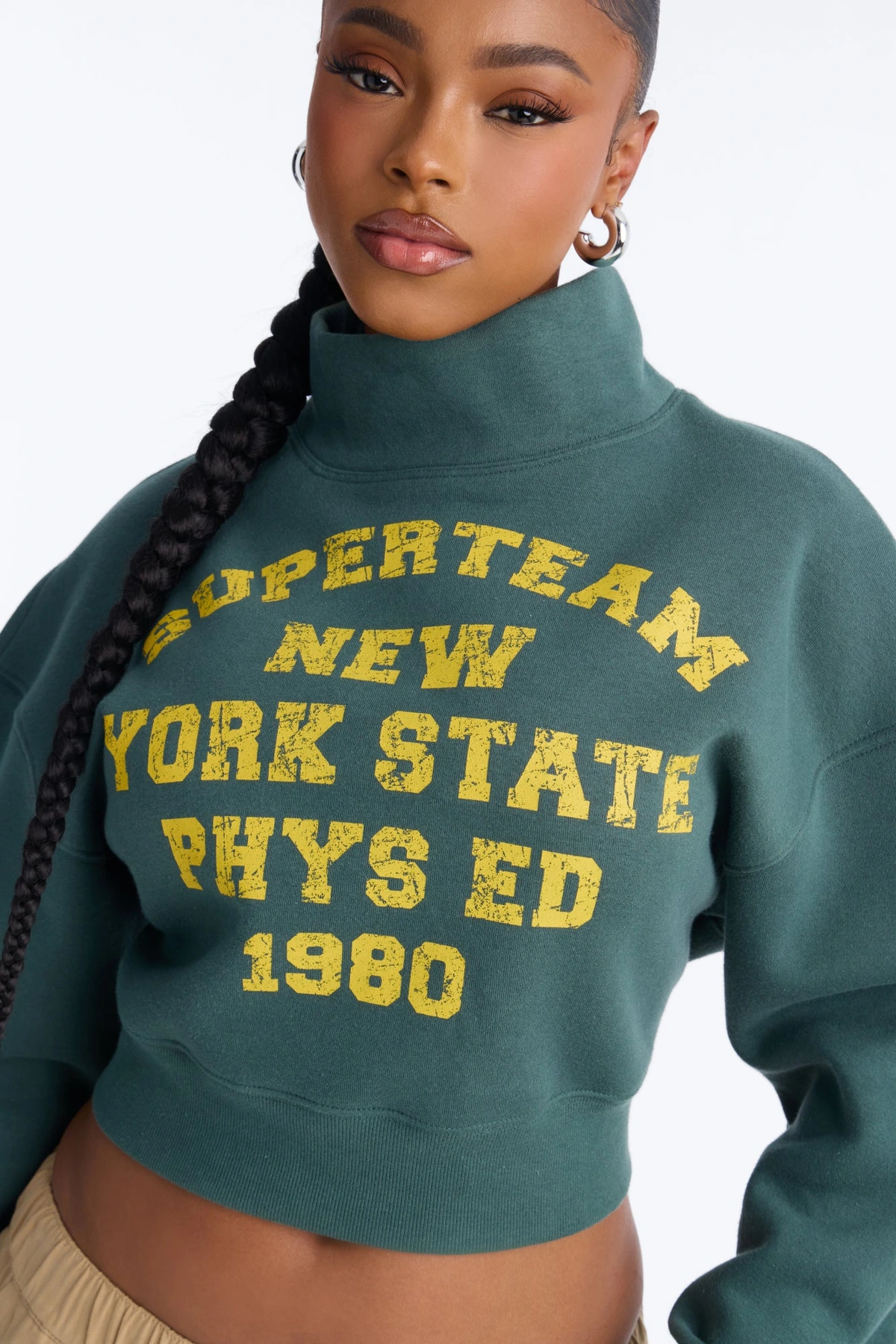 Super Team NY Cropped Sweatshirt - Hunter — Verde-escuro