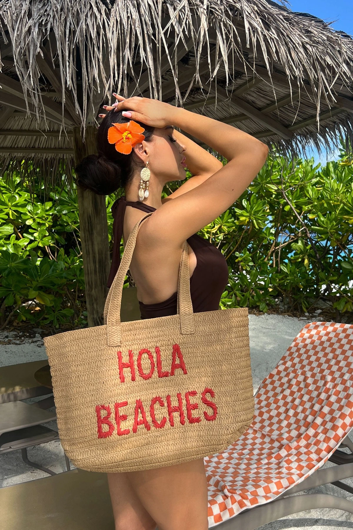 Hola Beaches Tote Bag - Tan — Castanho-claro
