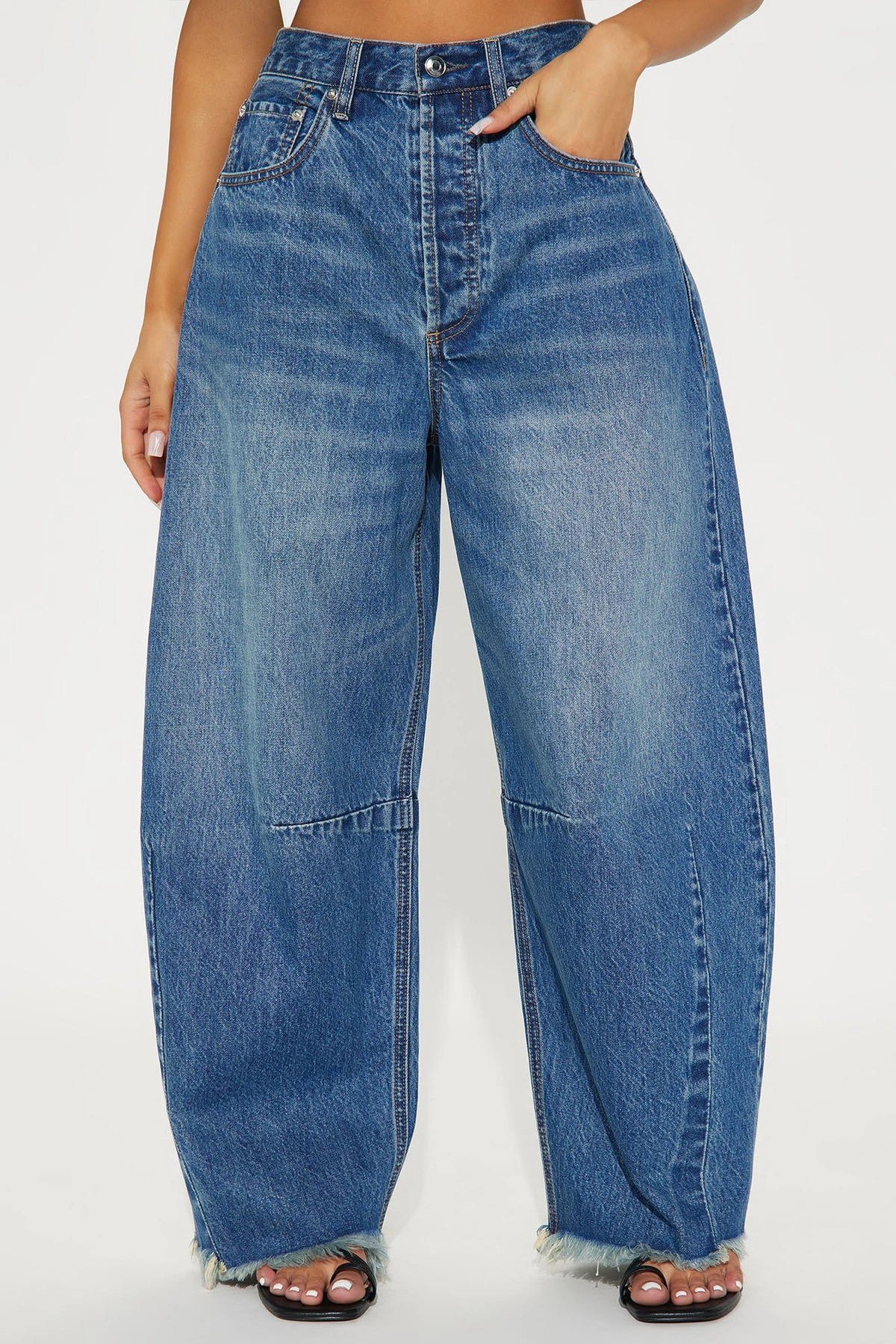 Ciao Bella Barrel Leg Jeans - Medium Wash — Ganga de lavagem média