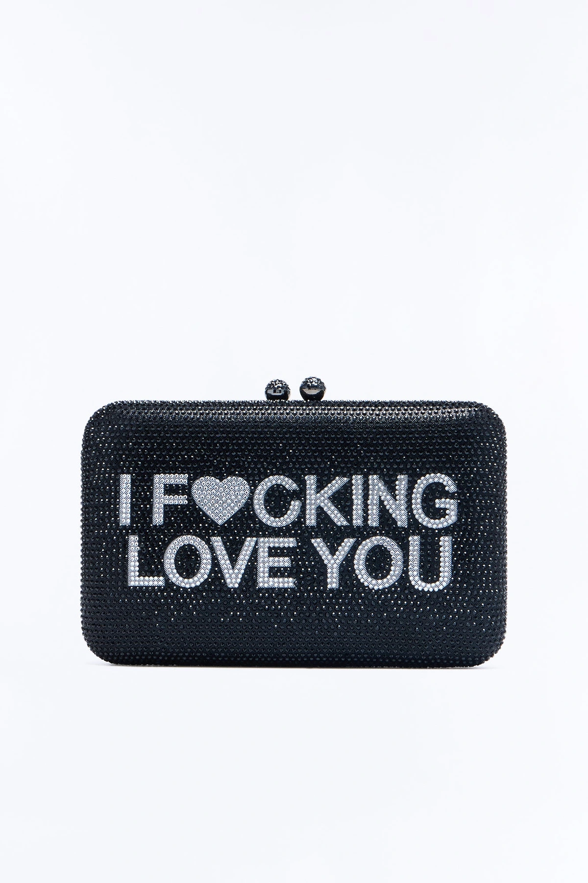 I Love You Rhinestone Clutch Handbag - Black/combo — Preto/combinação