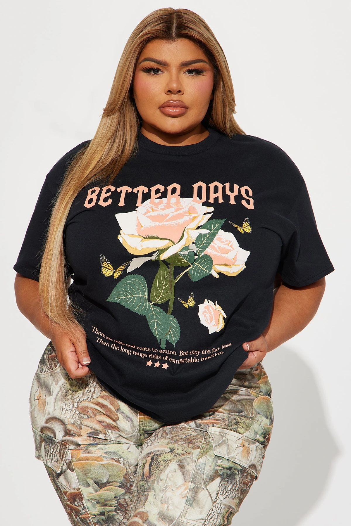 Better Days Rose Tshirt - Black — Preto