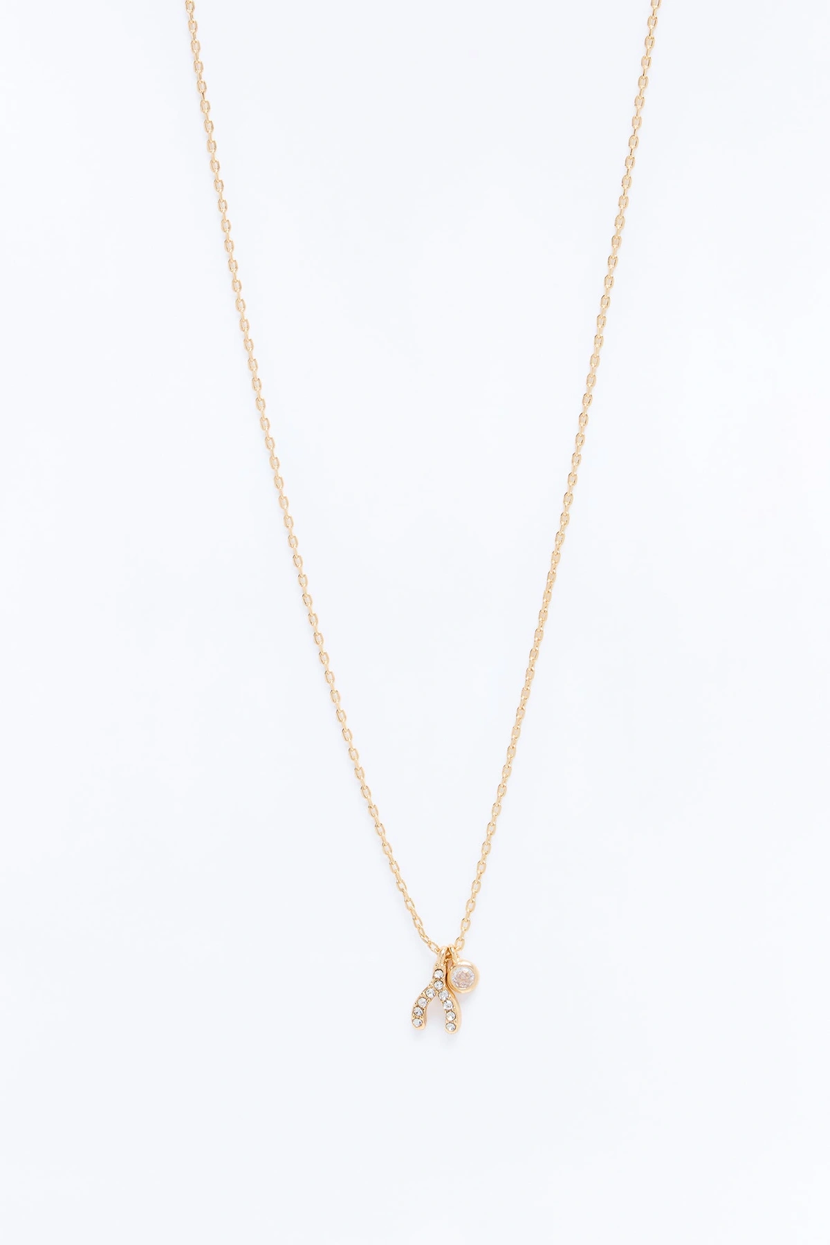 Break For Luck Wishbone Necklace - Gold — Dourado