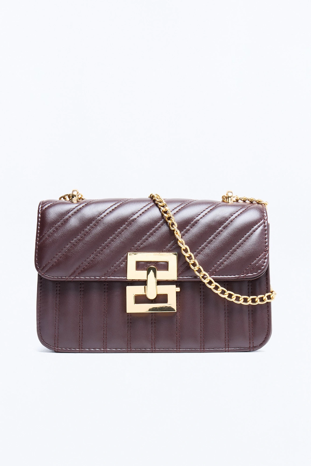 Evie Quilted Faux Leather Shoulder Handbag - Brown — Castanho