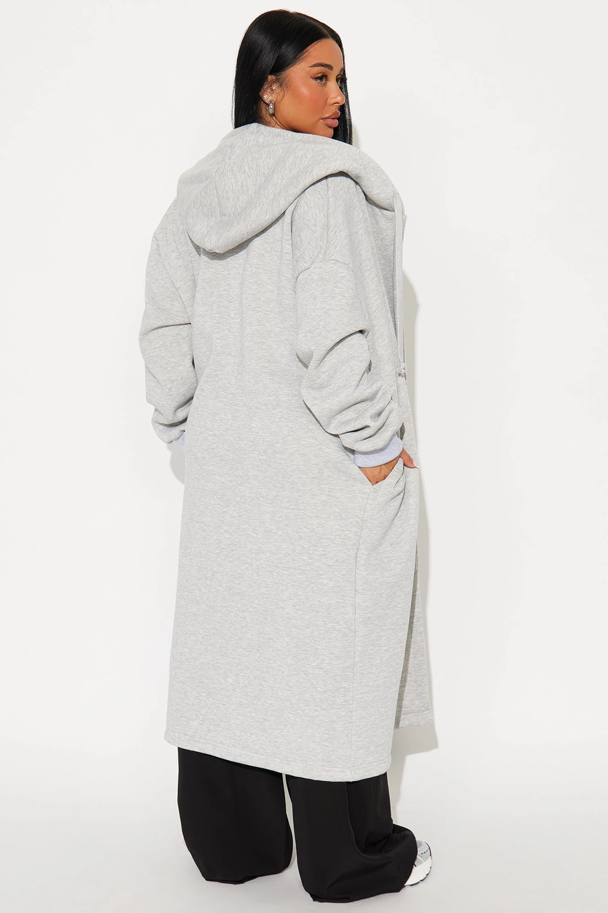 Jolie Cozy Fleece Trench - Heather Grey — Cinzento mesclado