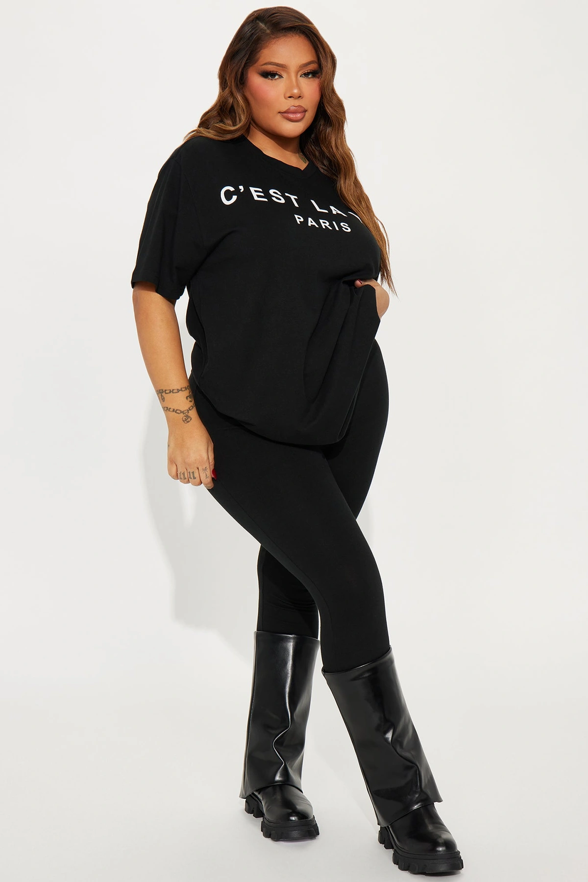 C'est La Vie Legging Set - Black — Preto