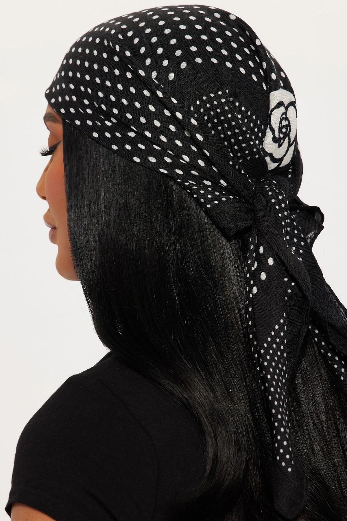 Susie Polka Dot Head Wrap - Black/White — Preto/Branco